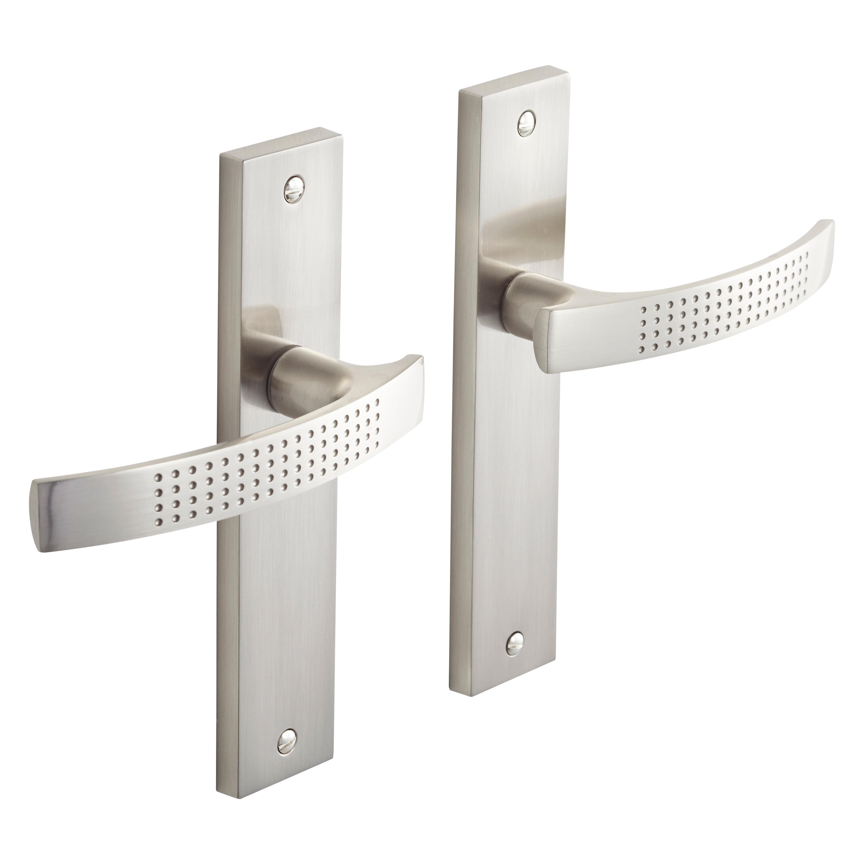 2 poignées sur plaque sans trou Louna aluminium nickel brillant, entraxe 165 mm - 2