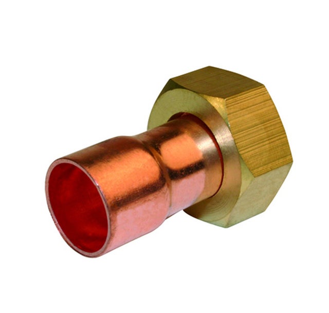 2 raccords droits avec écrou prisonnier à souder cuivre F 12x17 pour tube cuivre