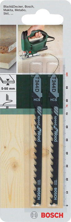 Lot de 2 lames de scie sauteuse pour bois BOSCH T244D 5-50 mm - 2