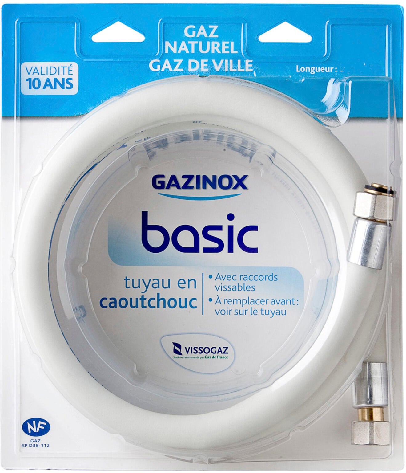 Tuyau caoutchouc gaz naturel, garantie 10 ans, H.150 cm GAZINOX - 2