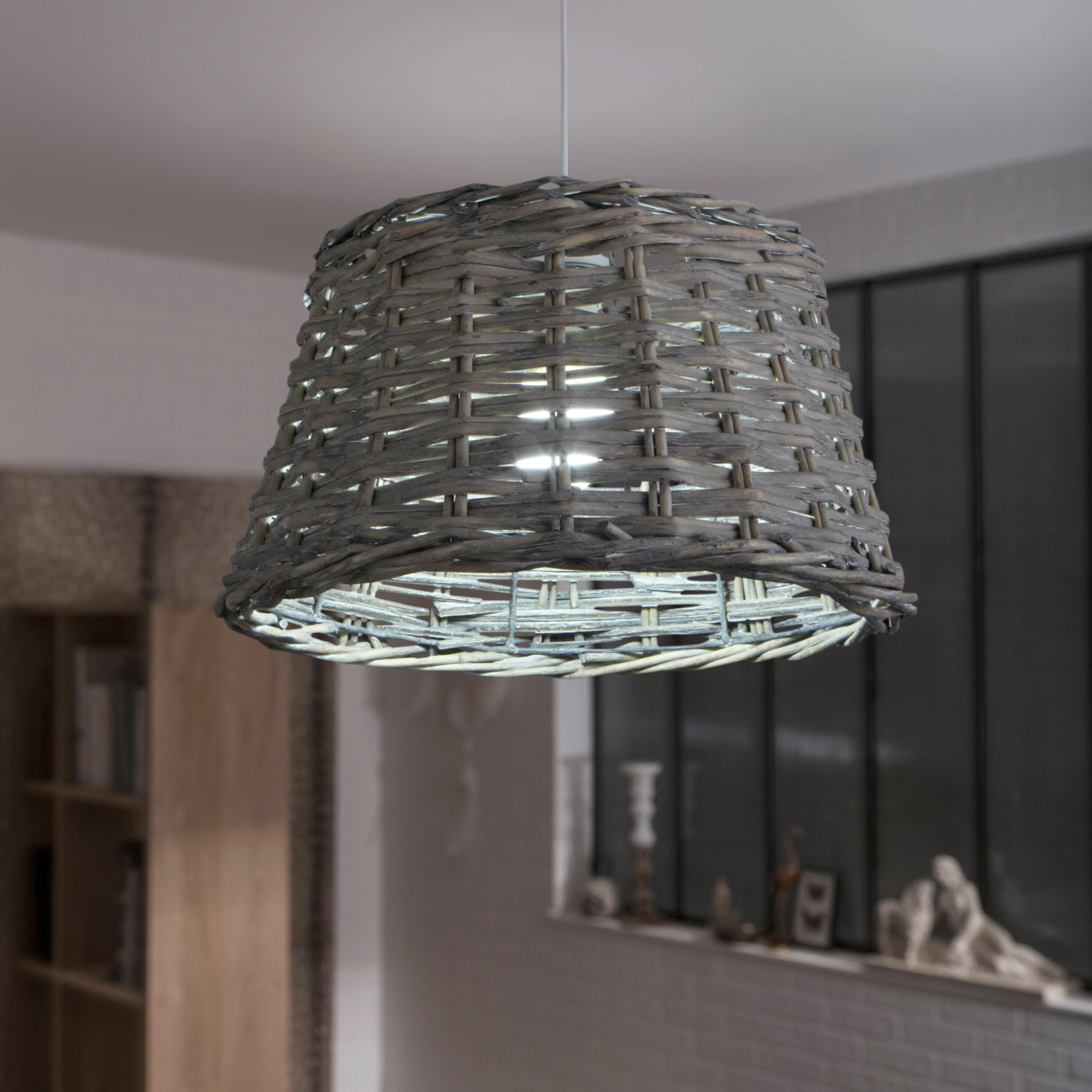 Suspension Bocage, osier, gris, Diam.38 cm, E27 - 2