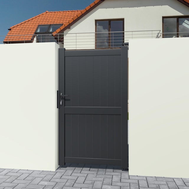 Portillon battant PRIMO Matisse, l.100 x H.180 cm, anthracite