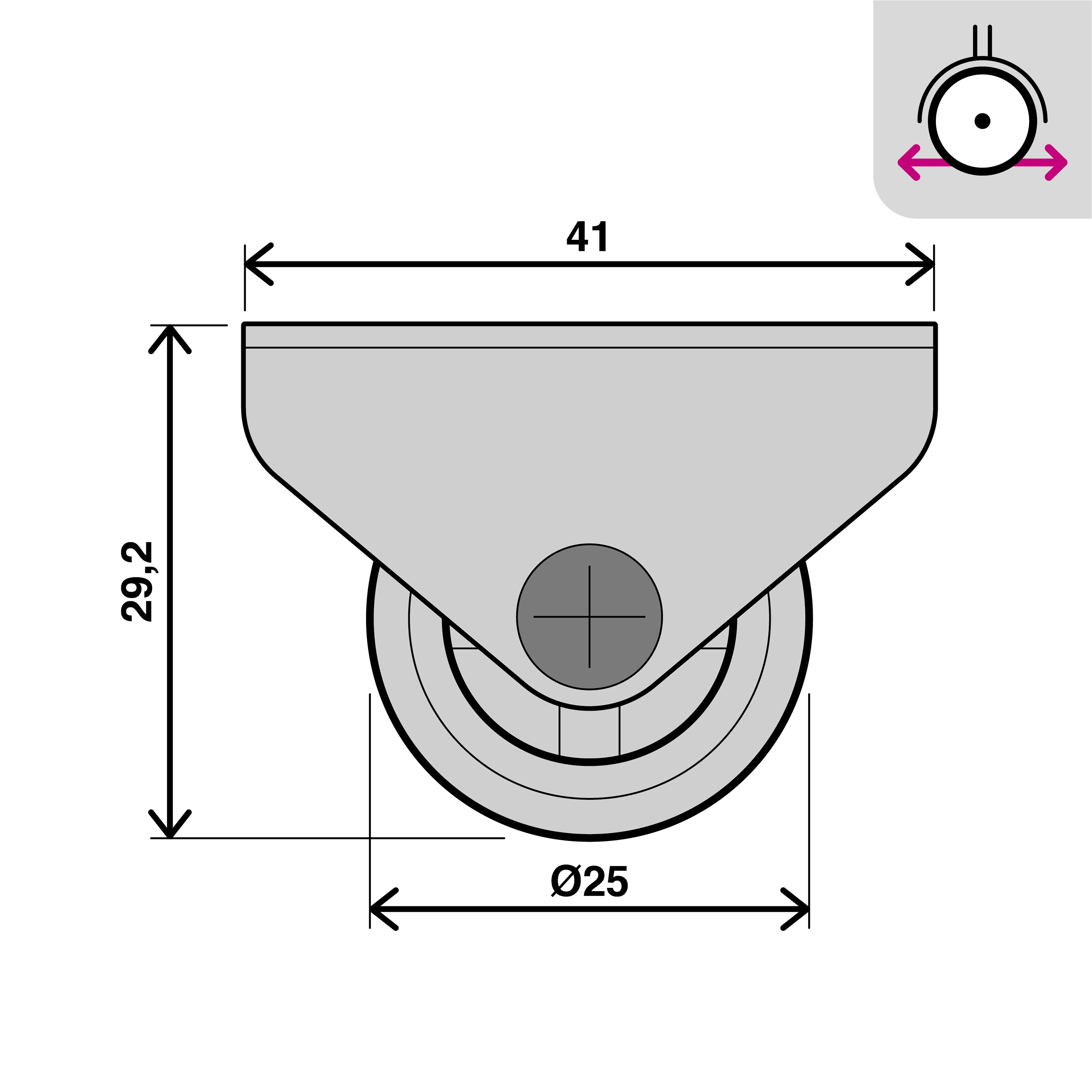 Roda para interior STANDERS MONO 25MM 20KG CINZA ANTIDESLIZANTE - 4