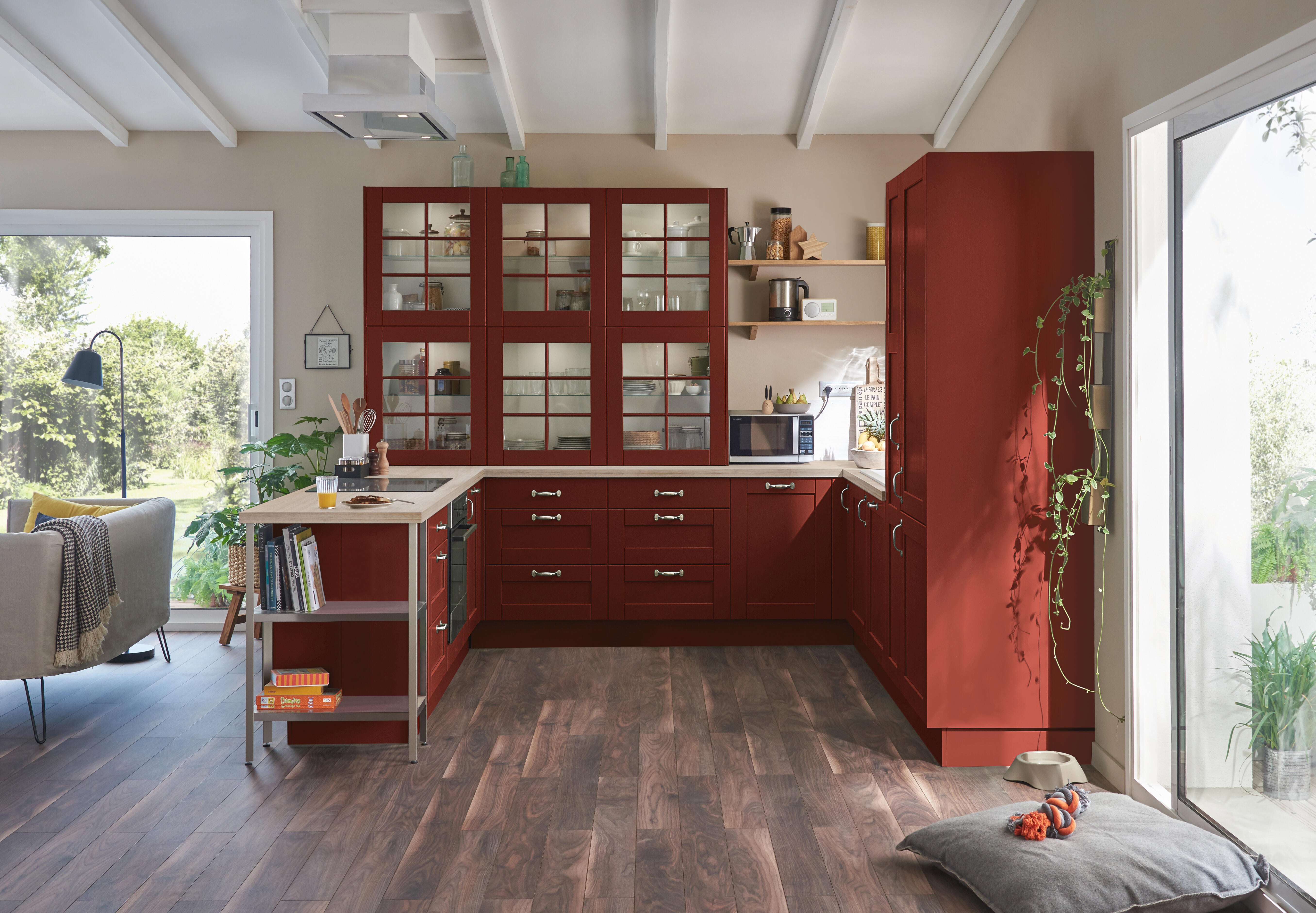 Le rouge brique s'invite dans la cuisine Leroy Merlin