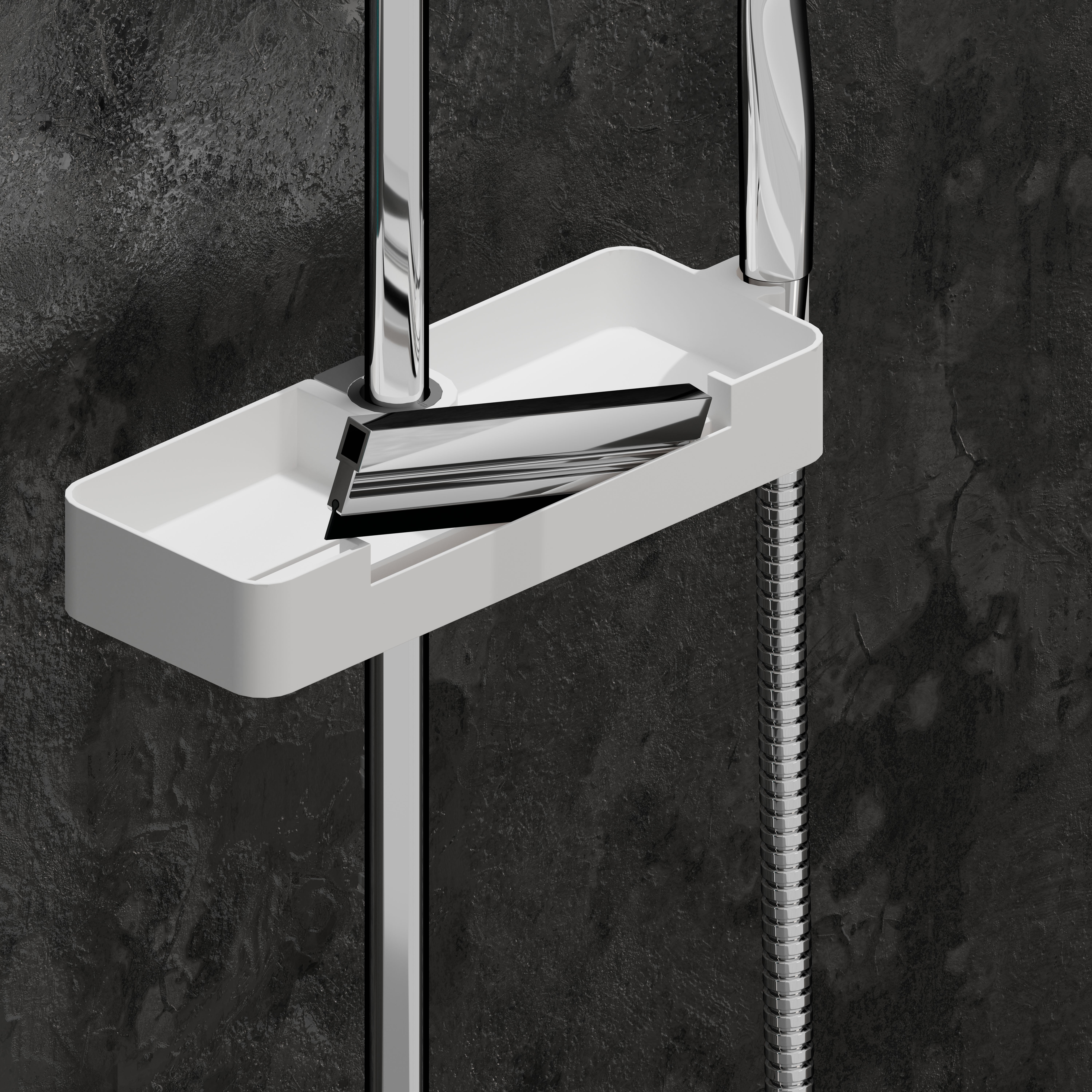 Organizer per doccia per asta doccia Concept bianco - 2