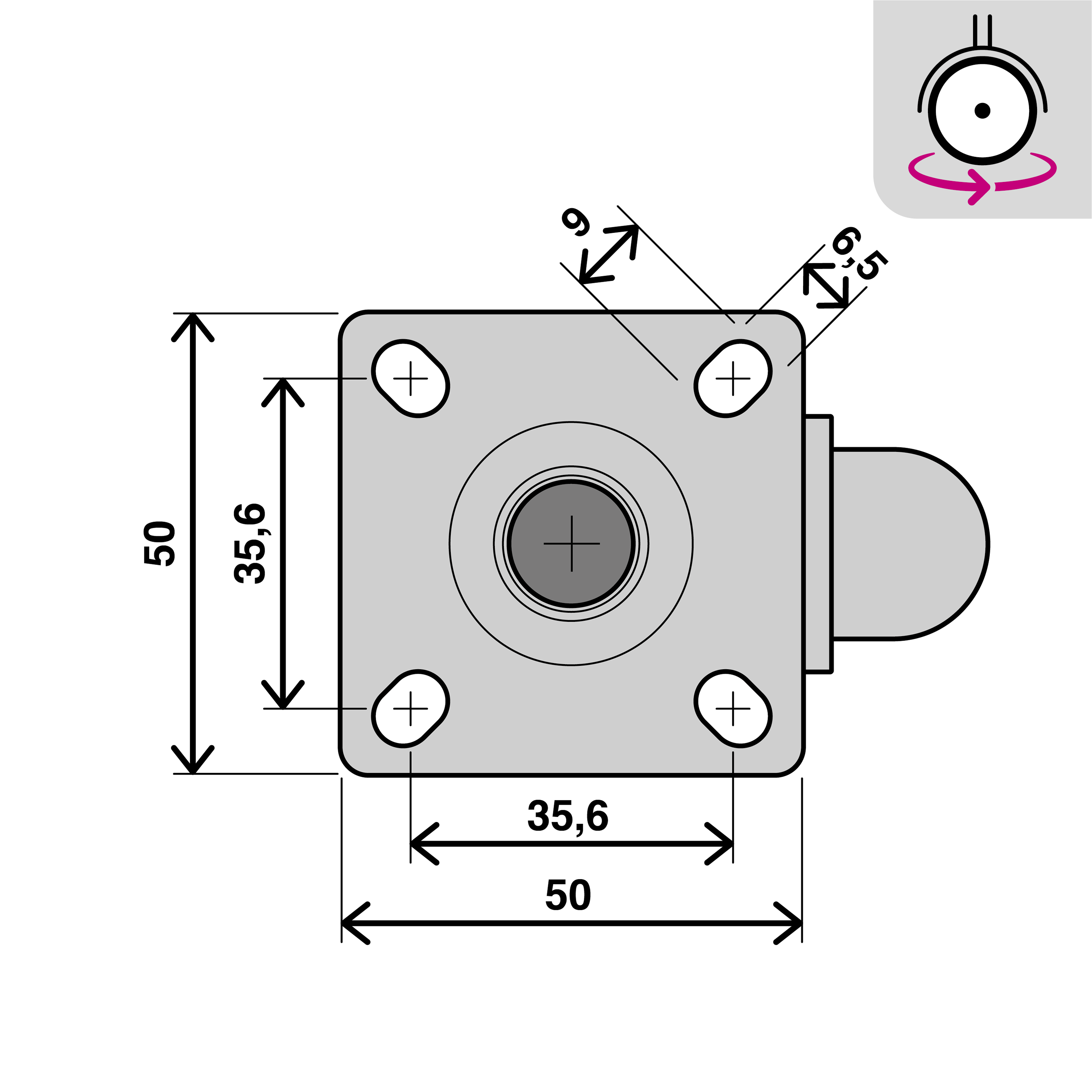 Roda interior sem travão STANDERS 360º 50MM 30KG ANTIDESLIZANTE - 7