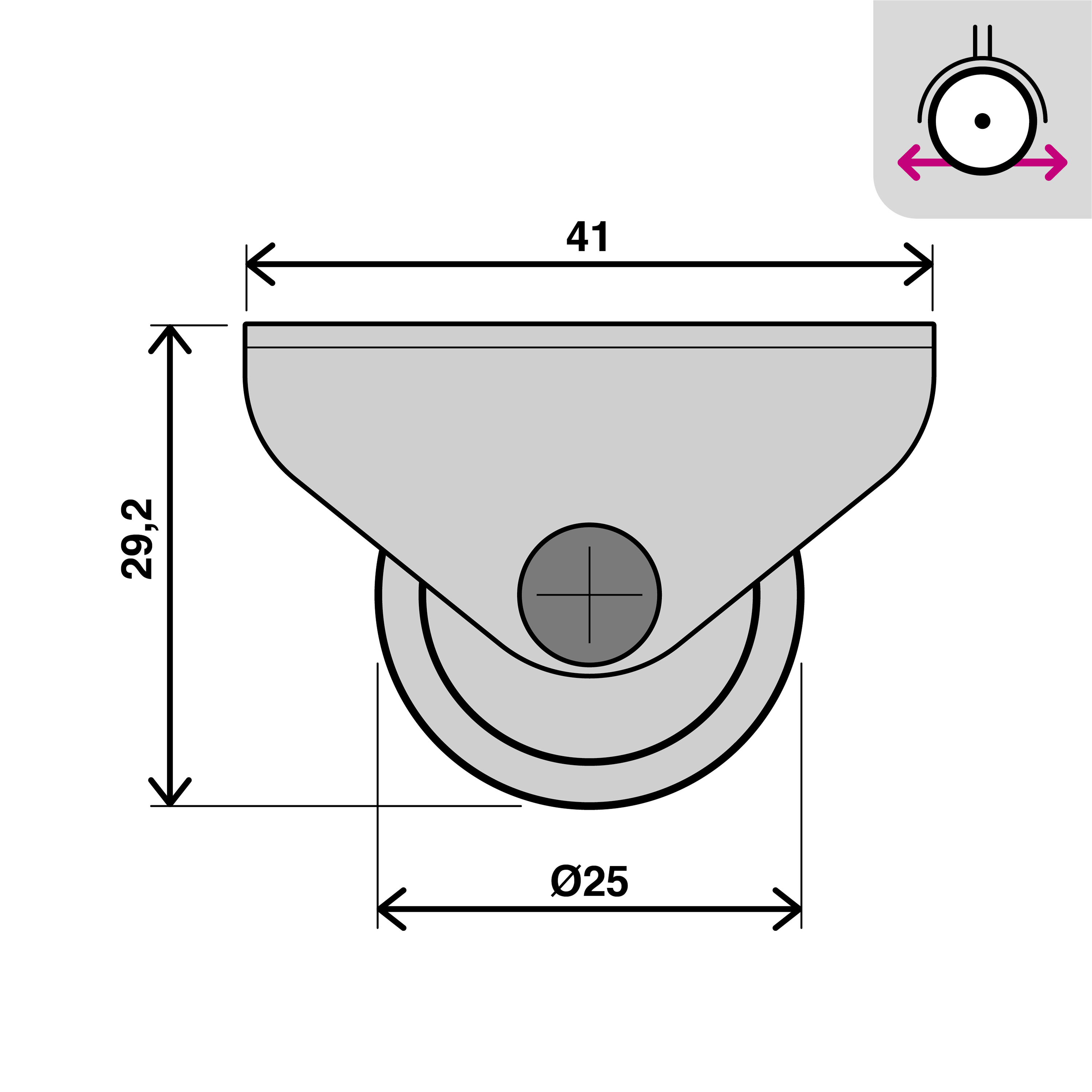 Rolki meblowe 25 mm/15 kg 4 szt. Standers - 6