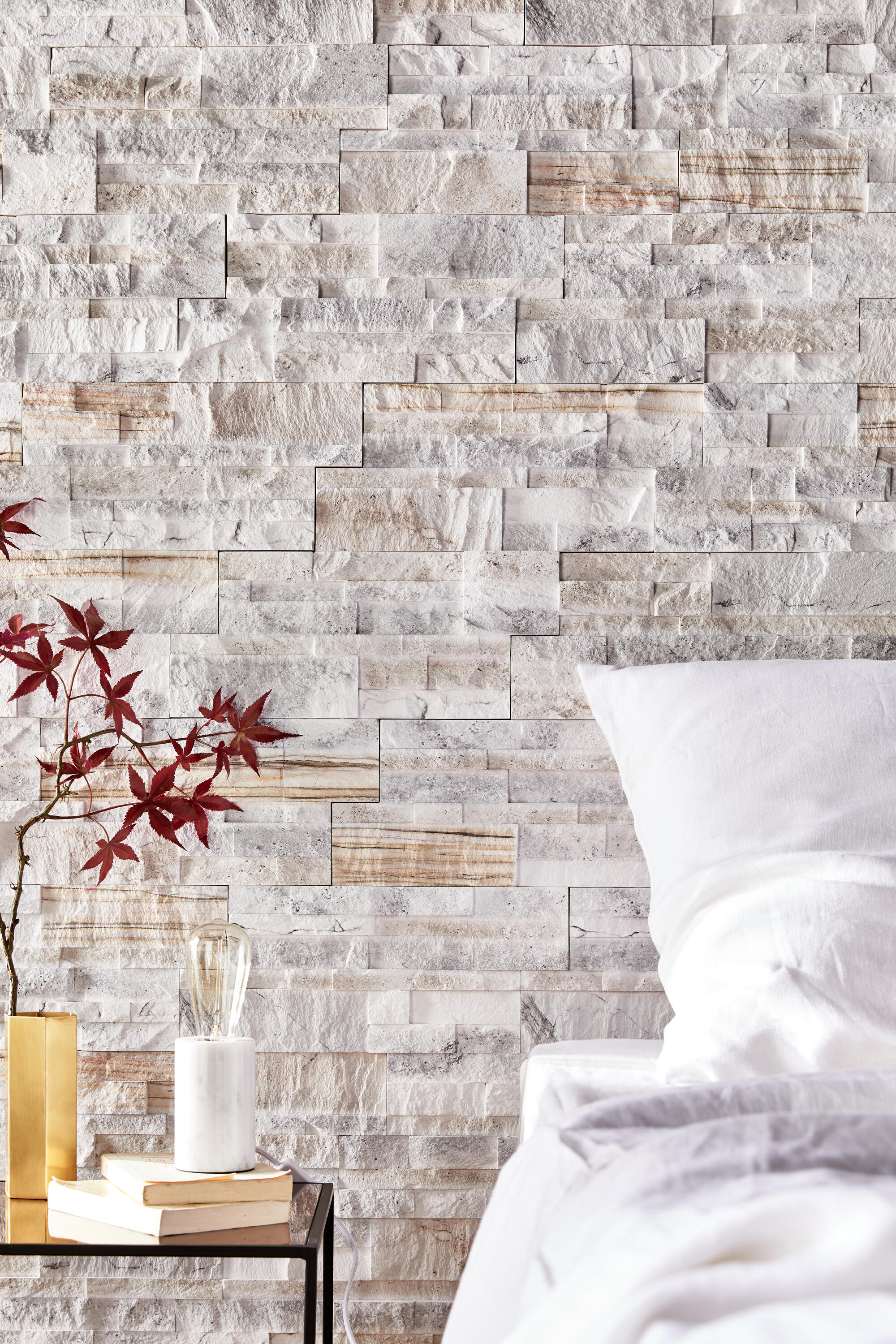 Plaquette de parement plâtre effet marbre Moonstone intérieur - 4