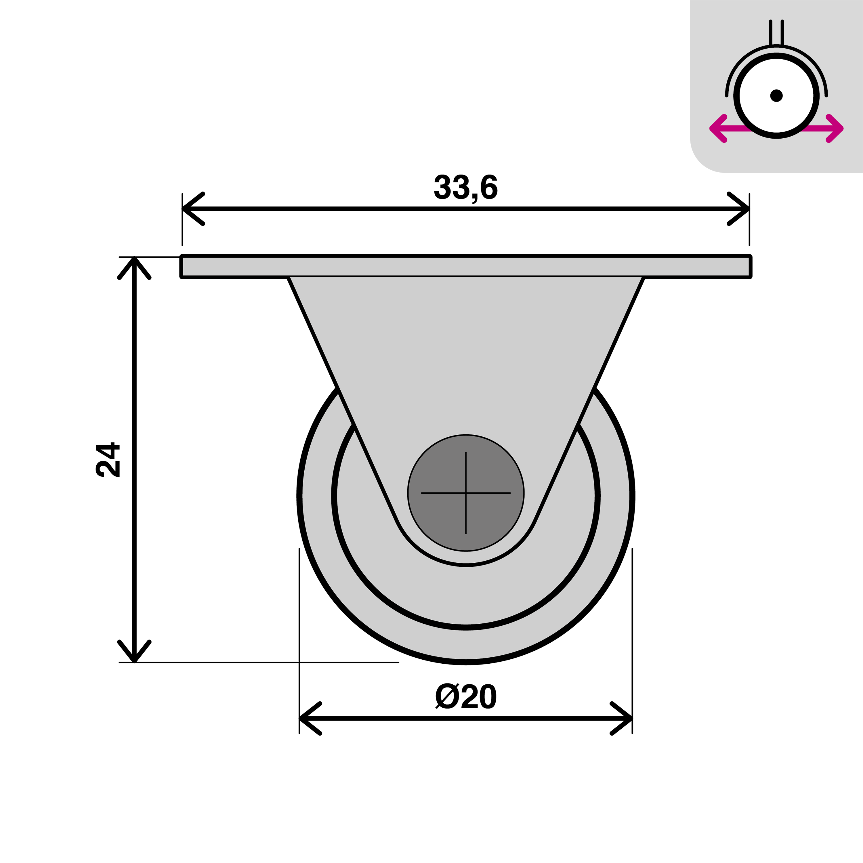 Ruota STANDERS 16-2020-4411 in polipropilene bianco  Ø 20 mm  portata max 20 Kg - 4