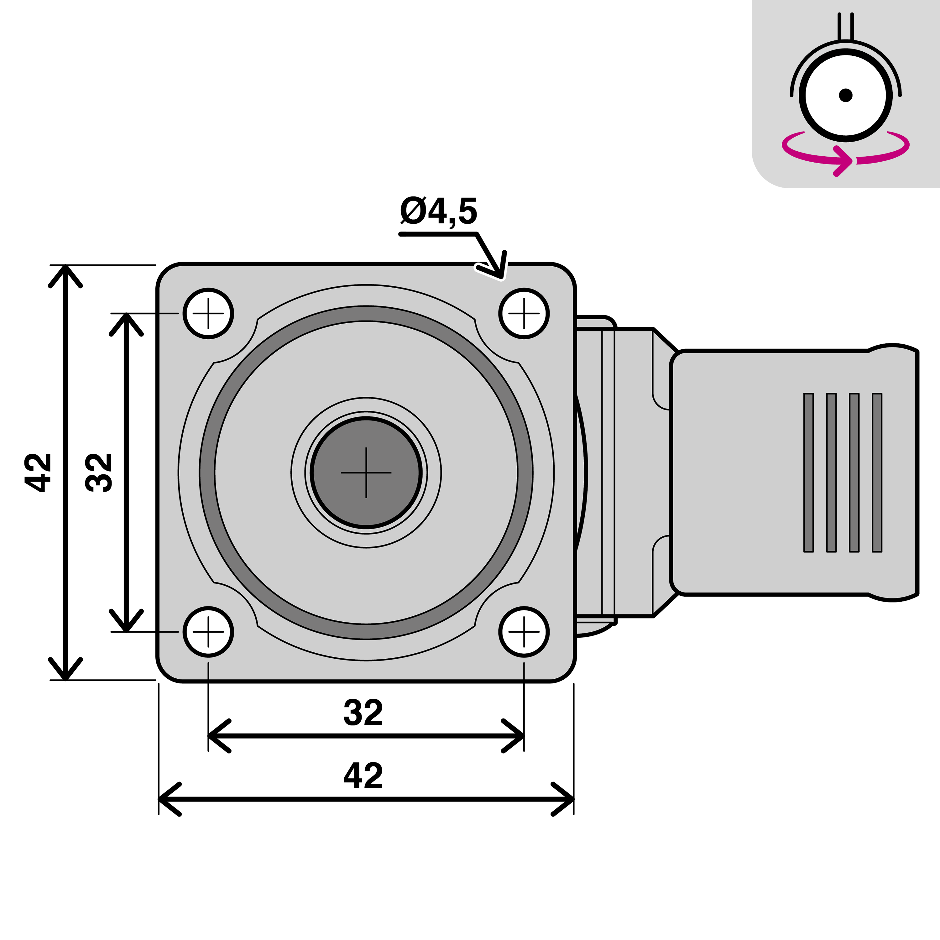 Roda com travão STANDERS 360º 35MM 30KG - 8