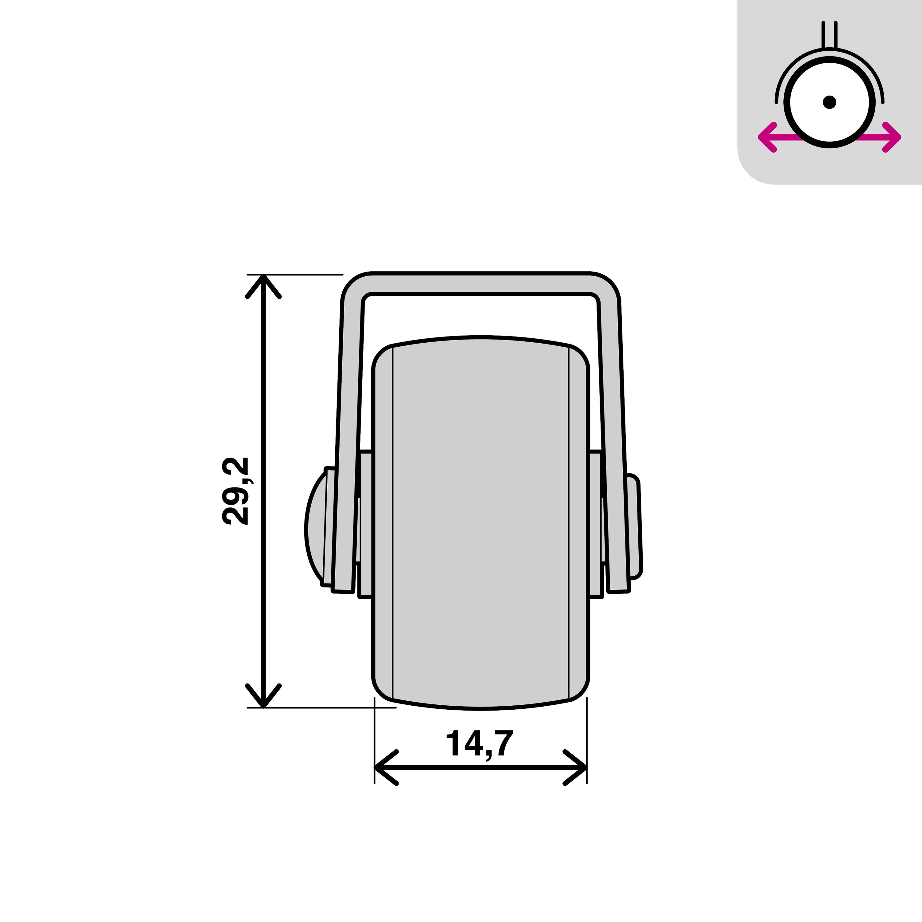 Roda para interior STANDERS MONO 25MM 20KG CINZA ANTIDESLIZANTE - 5