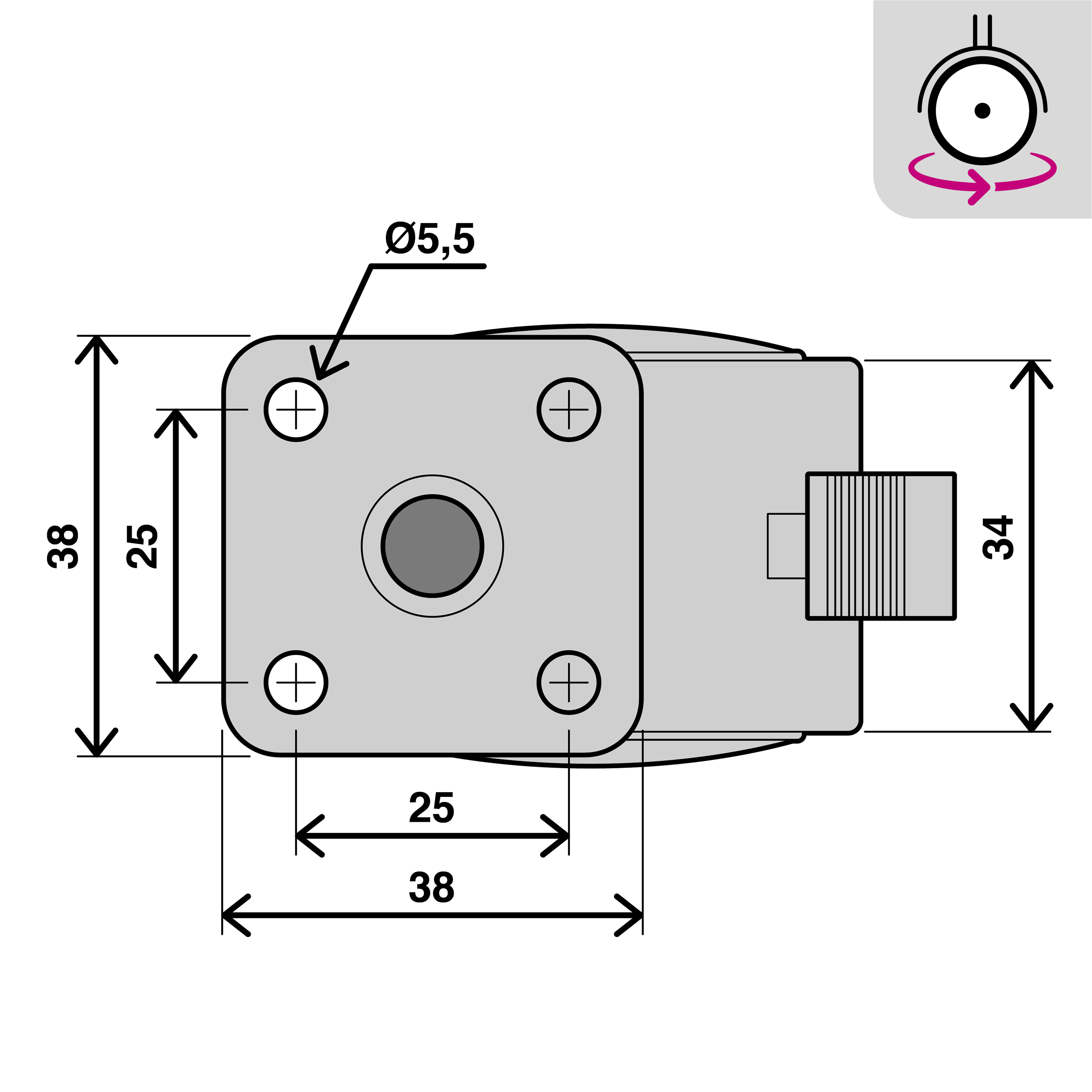 Roda com travão STANDERS 360º 40MM 15KG NYLON PRETO - 7