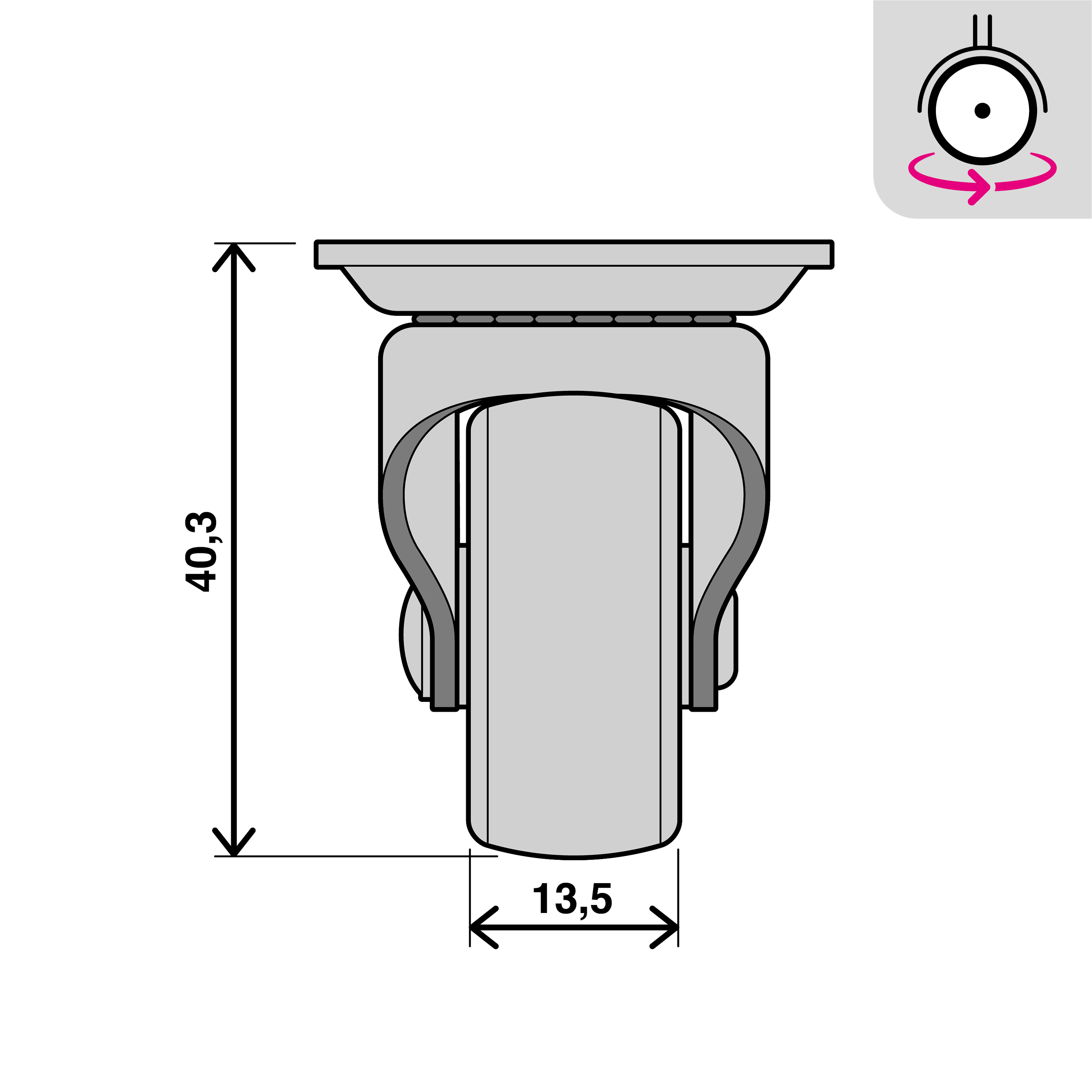 1 rueda giratoria sin freno con placa , ø 30 mm, peso max. 20 Kg - 3
