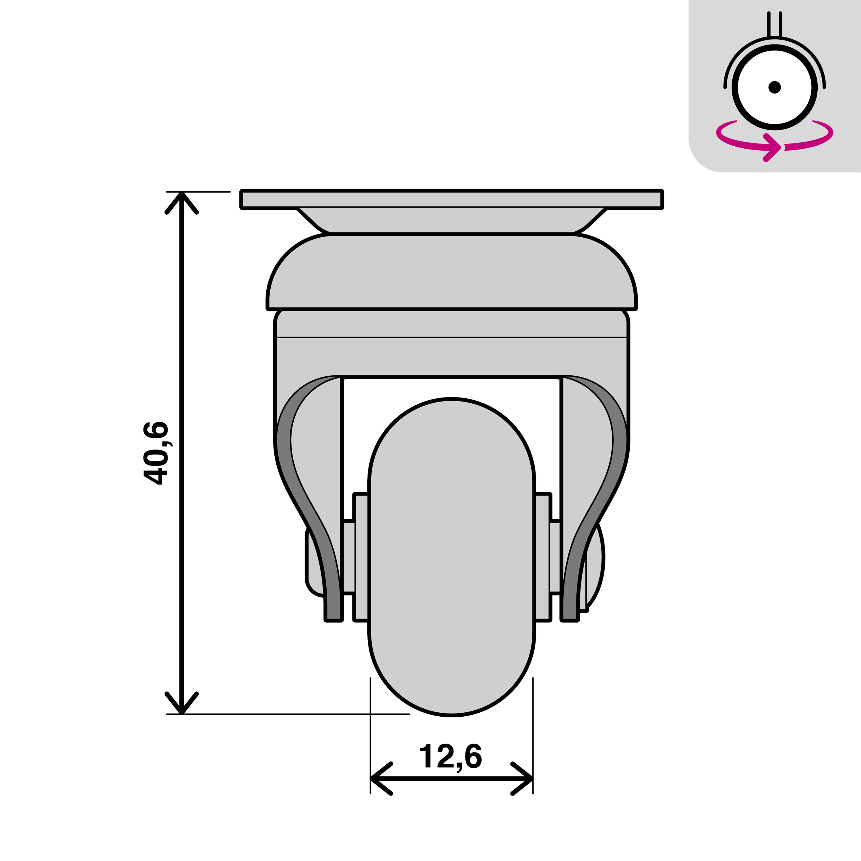 Roda interior sem travão STANDERS 3606º 25MM 20KG ANTIDESLIZANTE - 7