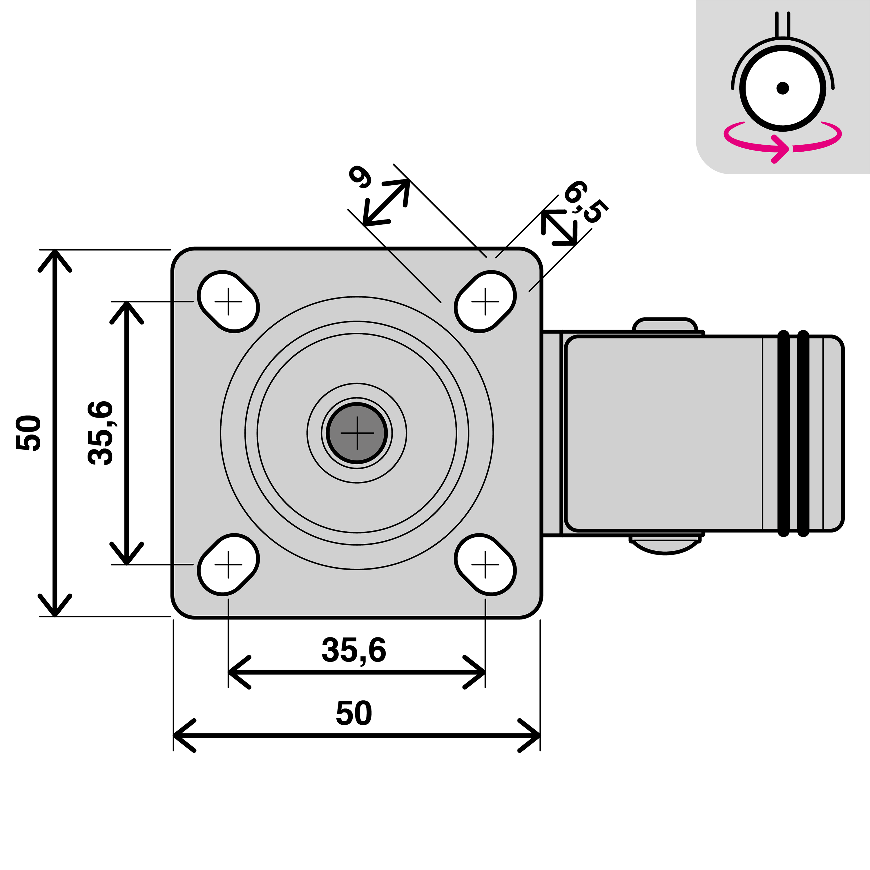 Roda com travão STANDERS 360º 50MM 35KG PRETO ANTIDESLIZANTE - 7