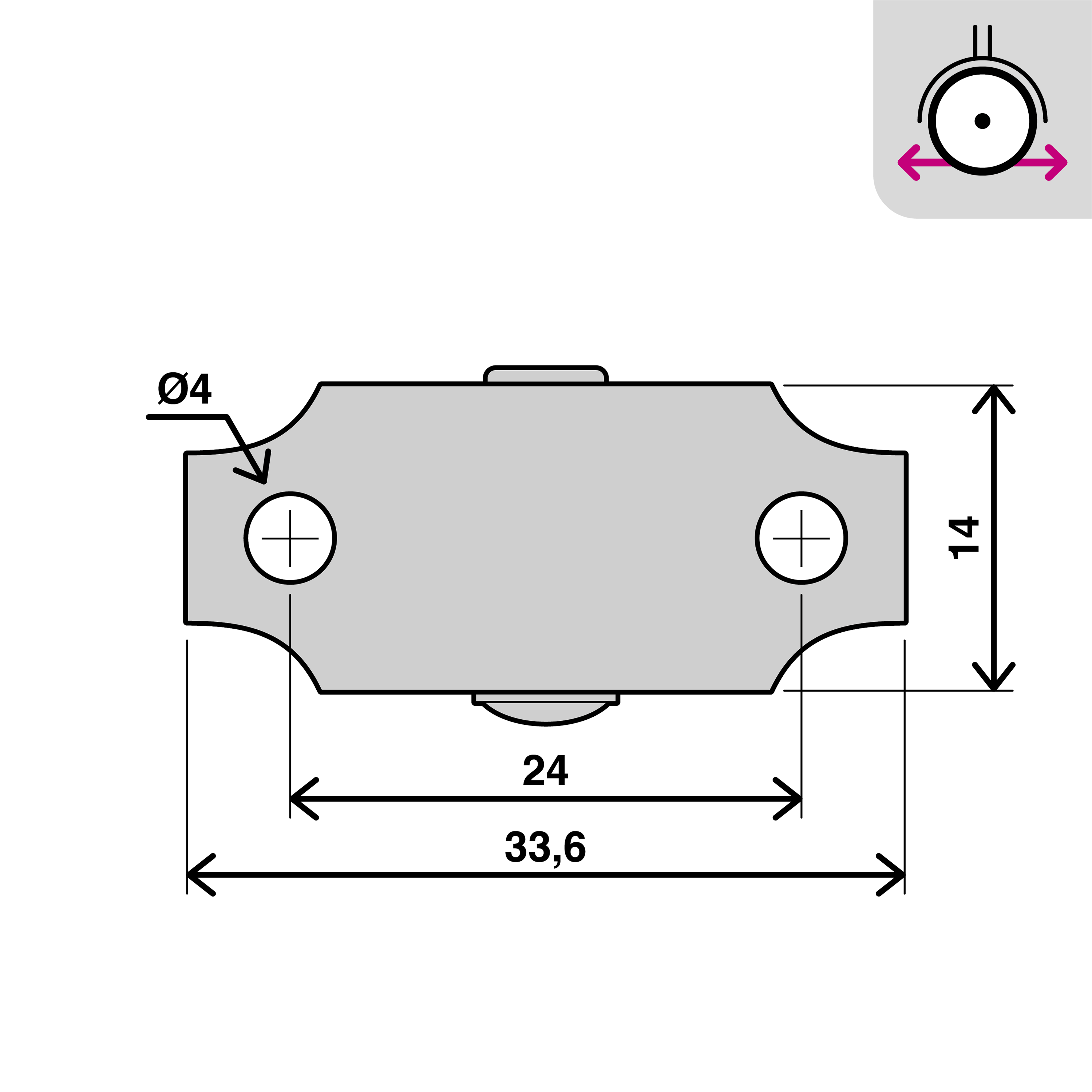 Ruota STANDERS 16-2020-4411 in polipropilene bianco  Ø 20 mm  portata max 20 Kg - 6