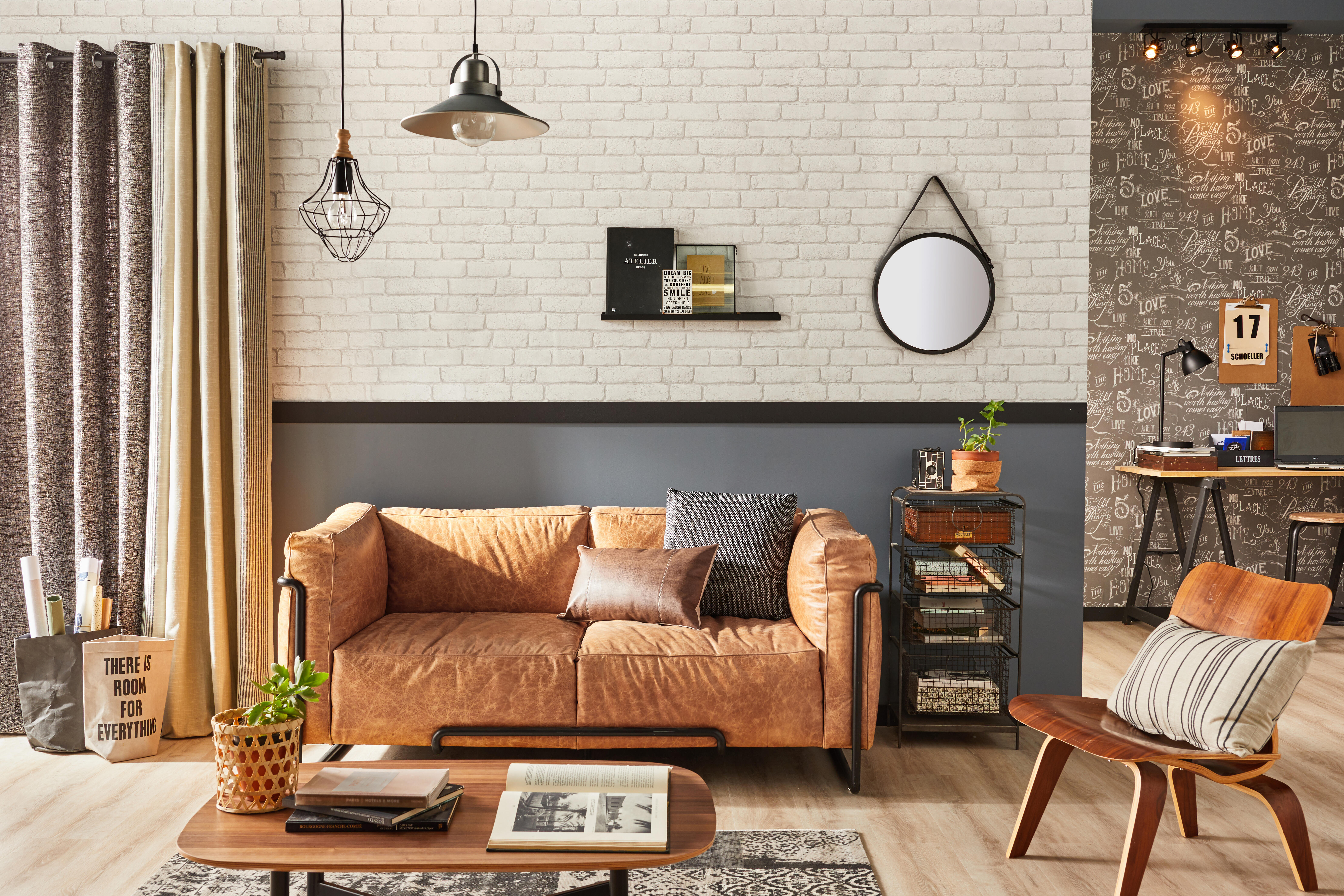 Un salon aux allures industrielles très tendance | Leroy Merlin