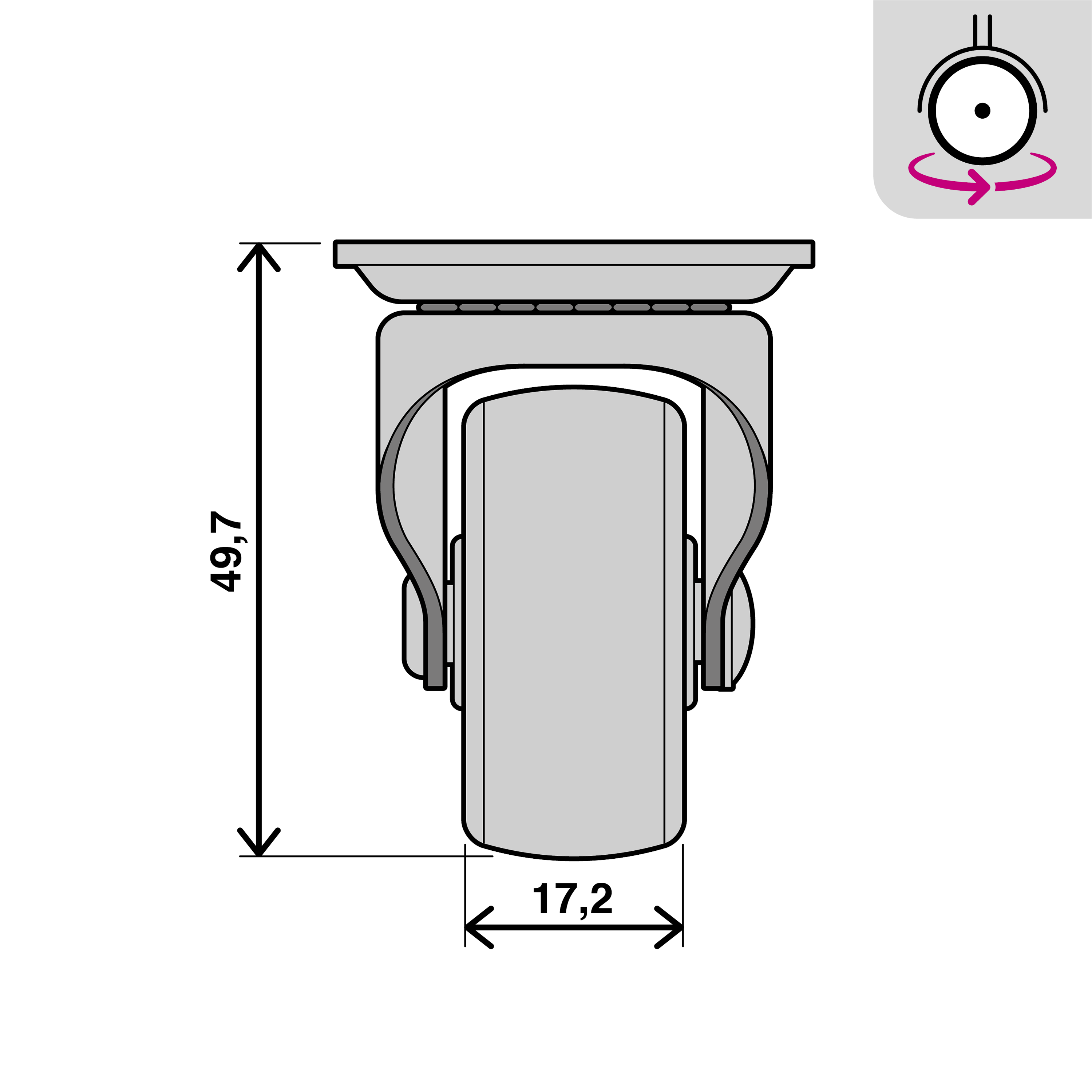 Roda interior sem travão STANDERS 360º 40MM 30KG PRETO ANTIDESLIZANTE - 6