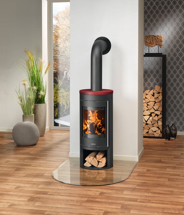 Poêle à bois JUSTUS Mino 2.0 noir / rouge, 5.5 kW