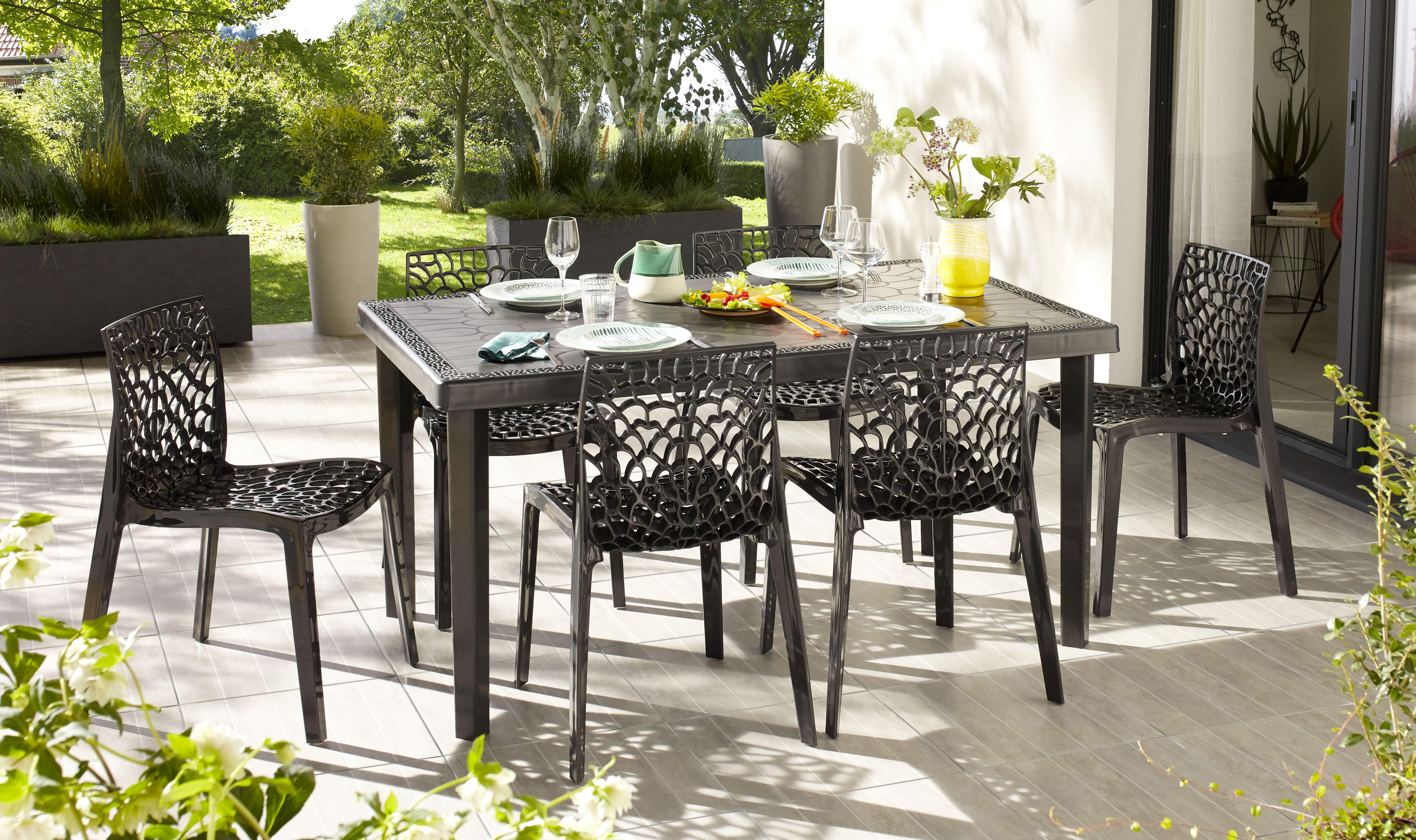 Chaise de jardin GRAND SOLEIL Grafik en résine injectée gris - 2