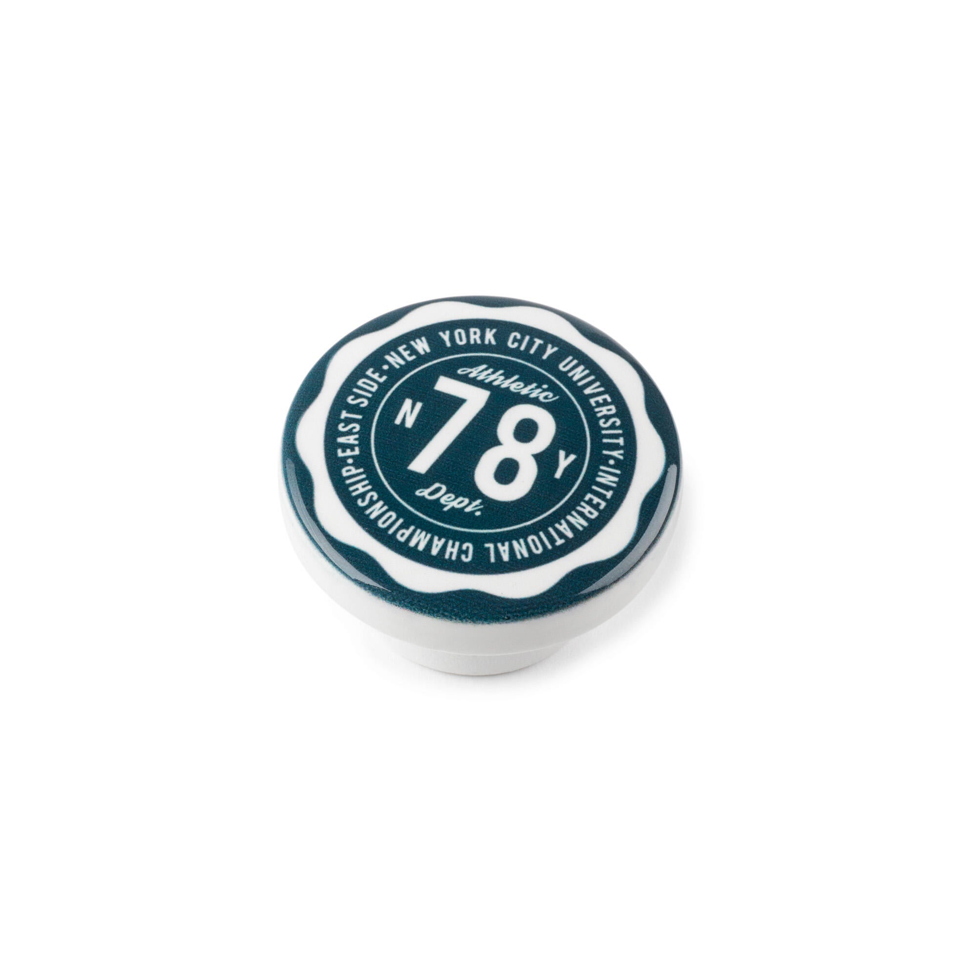 4 boutons de meuble ronds Usa, bois bleu / blanc verni, Diam.38 mm - 5