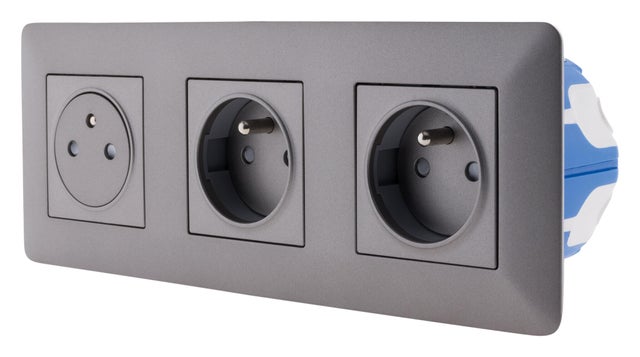 Prise Encastrable Plan de Travail Blanc, Multiprise Plan de Travail Cuisine avec 2 Prises 2USB