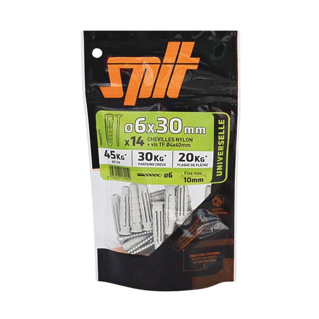 Lot de 14 Cheville murale SPIT, Ø6 x L.30 mm