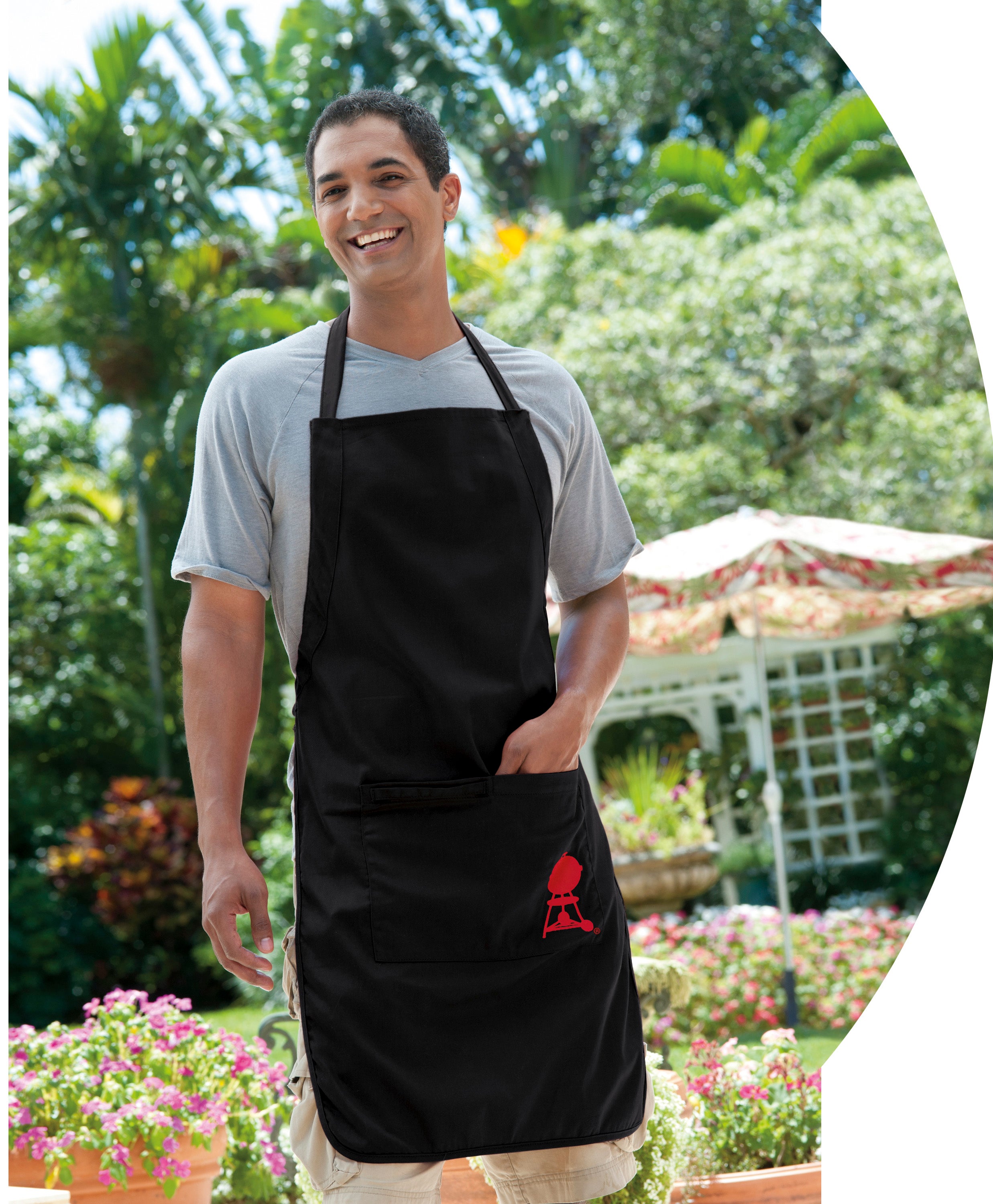 Tablier de protection en coton noir ajustable WEBER, H.152 x L.118 cm - 2