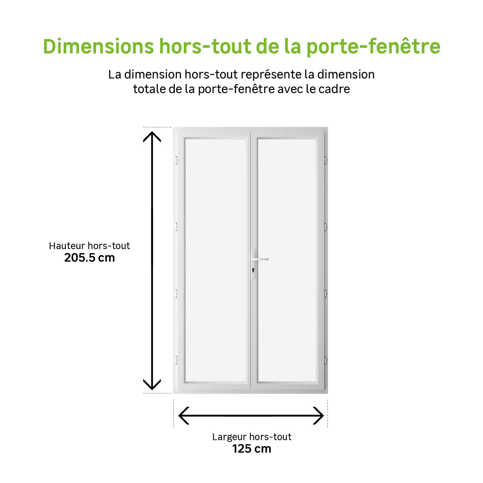 Porte fenêtre PVC Essentiel H.205xl.120cm 2 vantaux blanc - 3