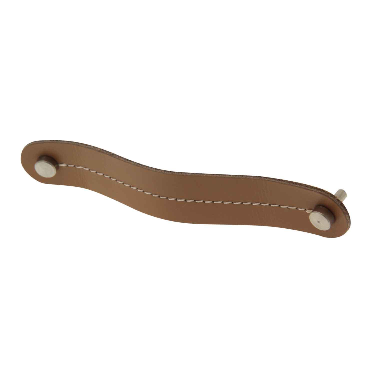 Poignée de meuble Cuir, cuir marron naturel, entraxe 128 mm - 2