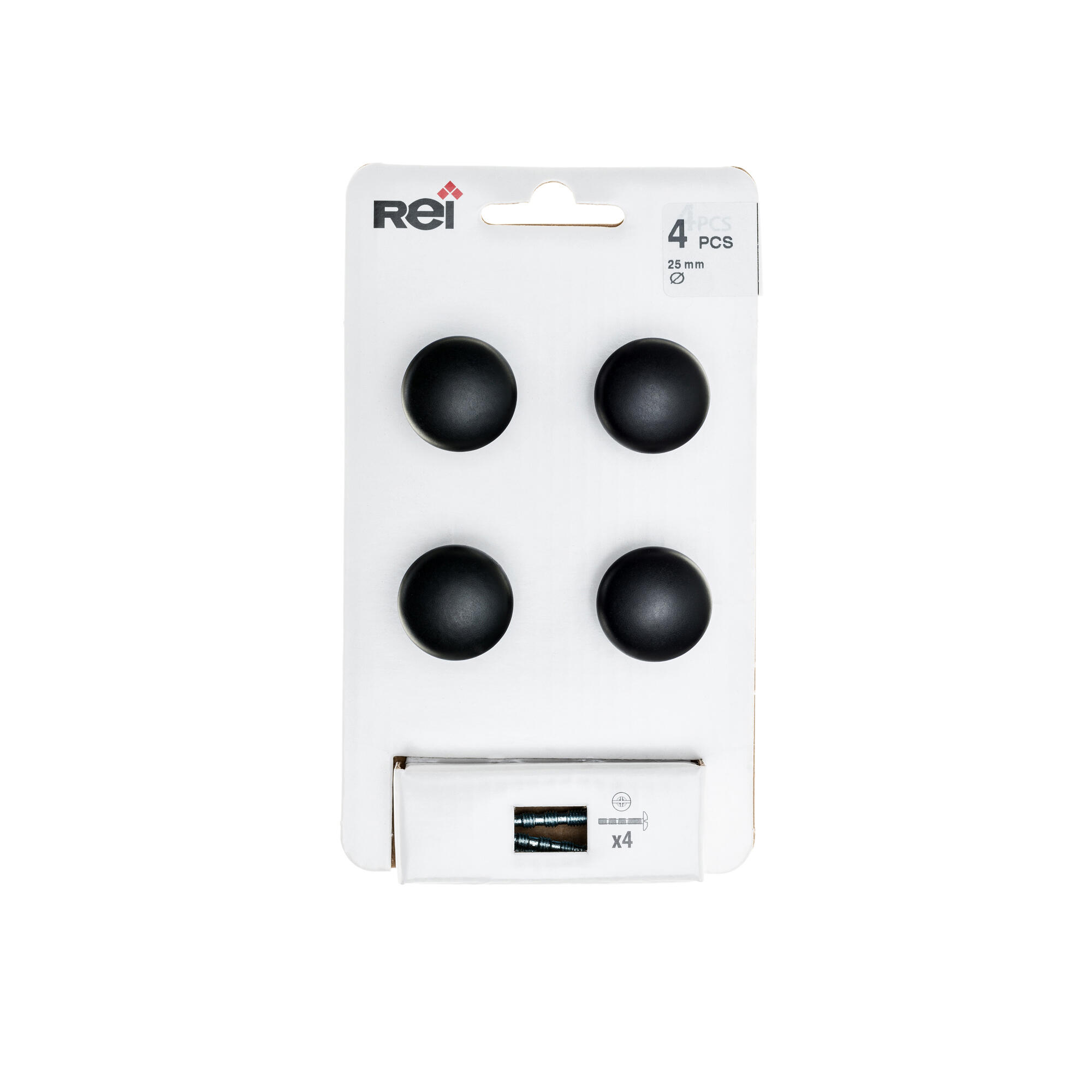 4 boutons de meuble ronds Berna, zamak noir verni, Diam.25 mm - 5