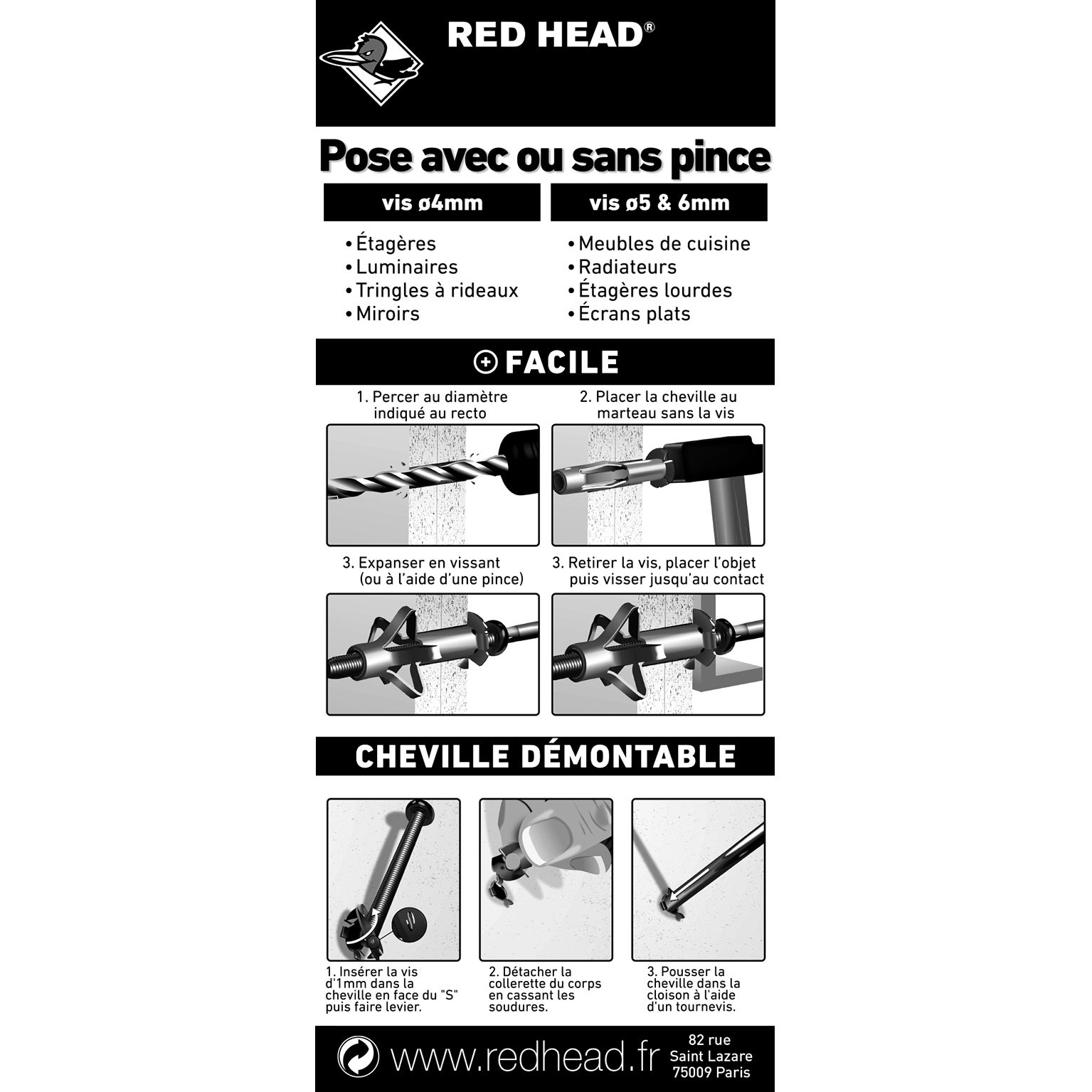 Cheville murale avec vis klix RED HEAD x L.53 mm - 2
