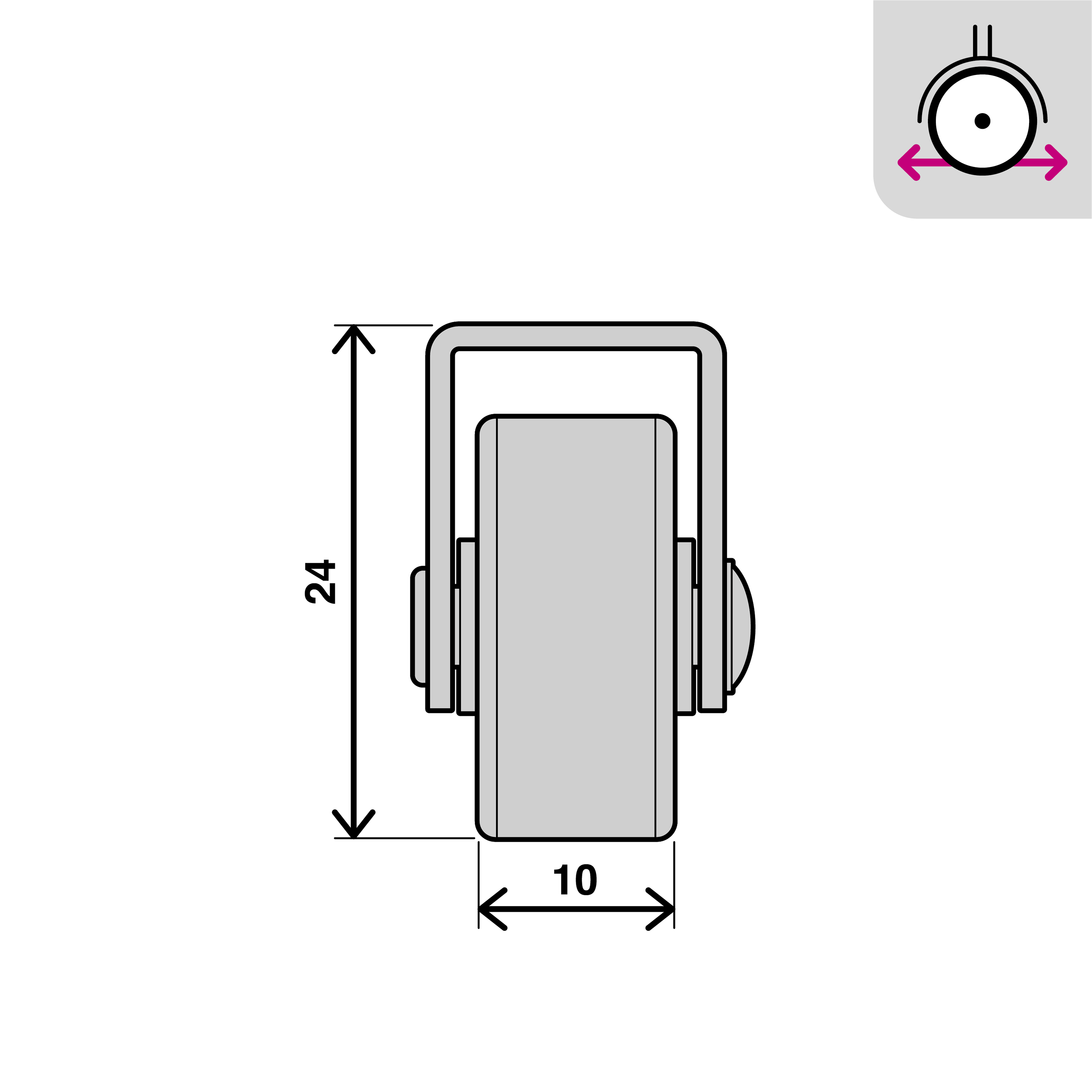 Ruota STANDERS 16-2020-4411 in polipropilene bianco  Ø 20 mm  portata max 20 Kg - 5