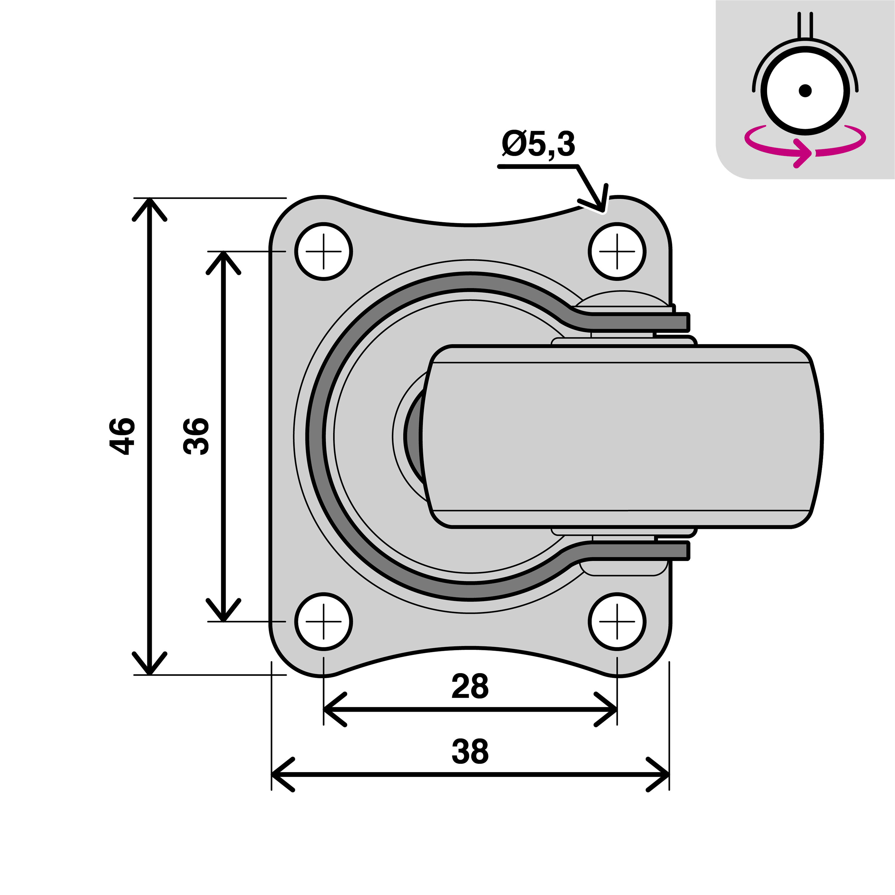 Roda interior sem travão STANDERS 360º 40MM 30KG PRETO ANTIDESLIZANTE - 7