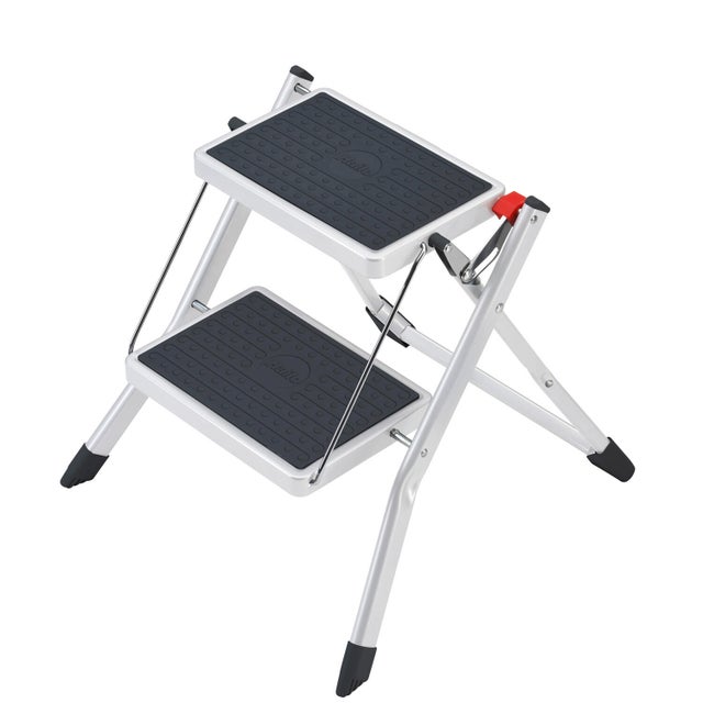 Marchepied HAILO Mini 2 marches larges pliable compact antidérapant en acier