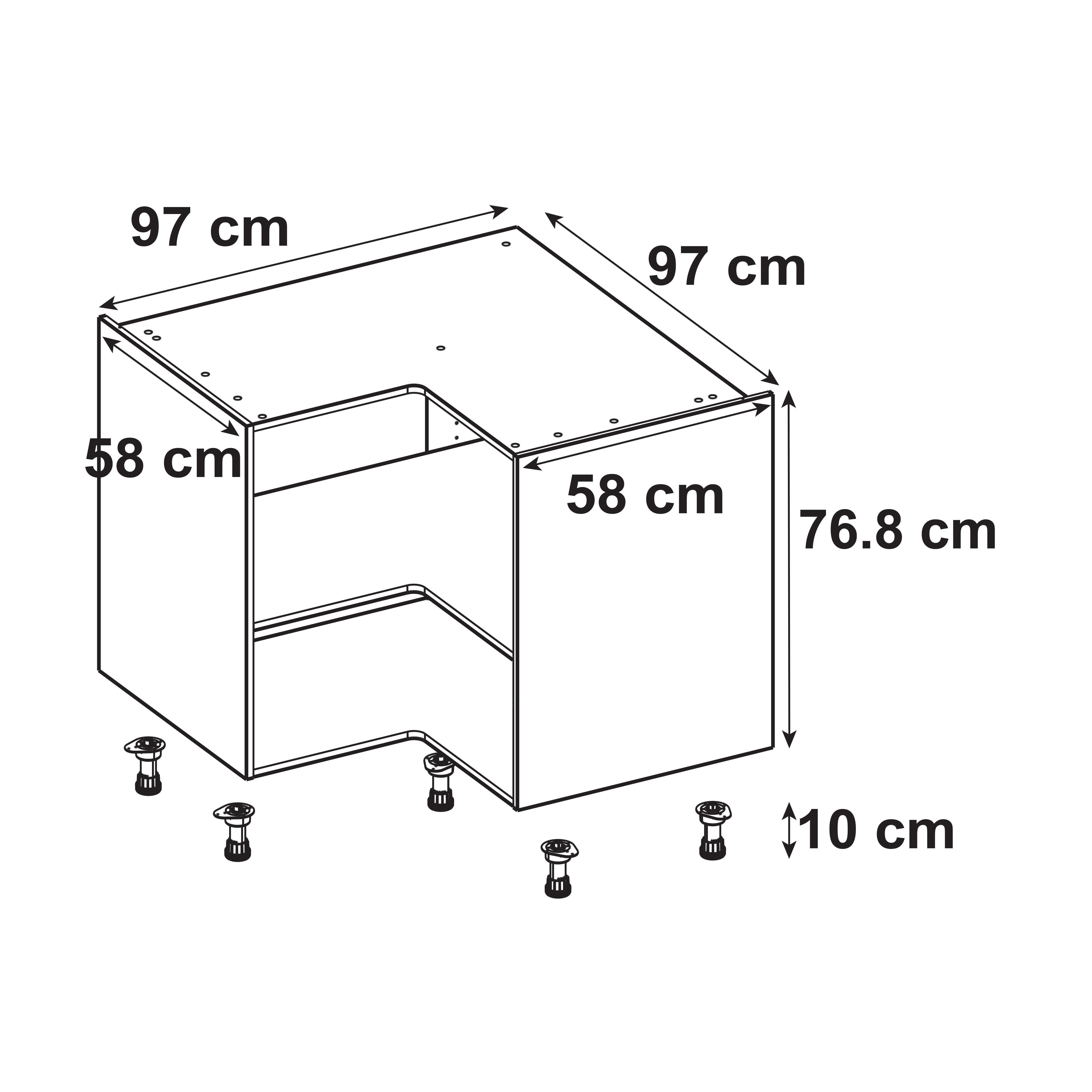 Caisson bas d'angle de cuisine DELINIA ID gris H.76.8 x l.97 x P.58 cm - 2