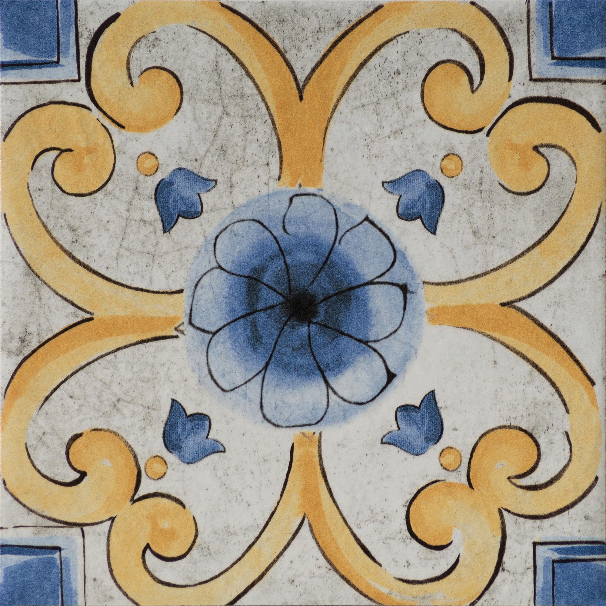 Piastrella da pavimento interno in gres porcellanato 20 x 20 cm smaltato multicolore lucido Med Maiolica traffico intenso (pei 4/5) Sp. 8.2 mm 1.42 mq - 13