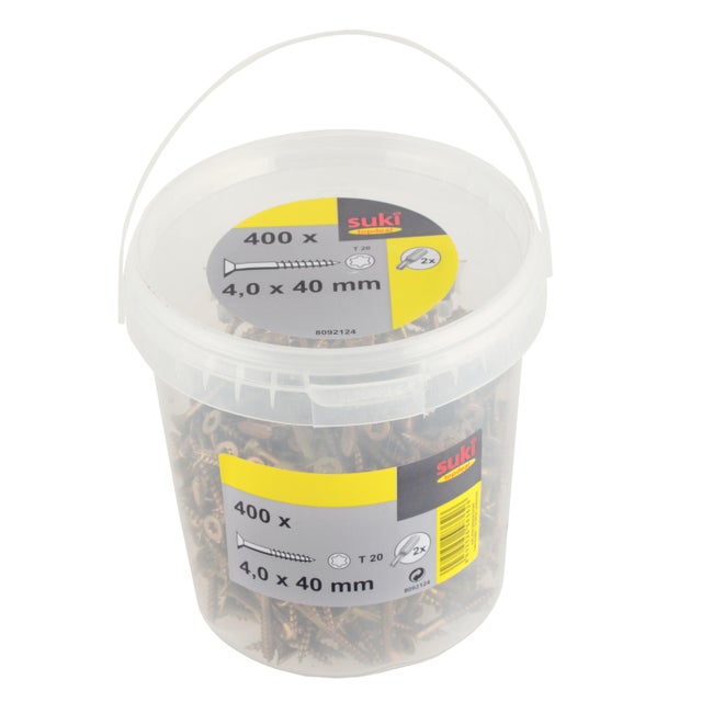 Seau 400 vis acier tête fraisée torx, Ø4 x L.40 mm + embout T20