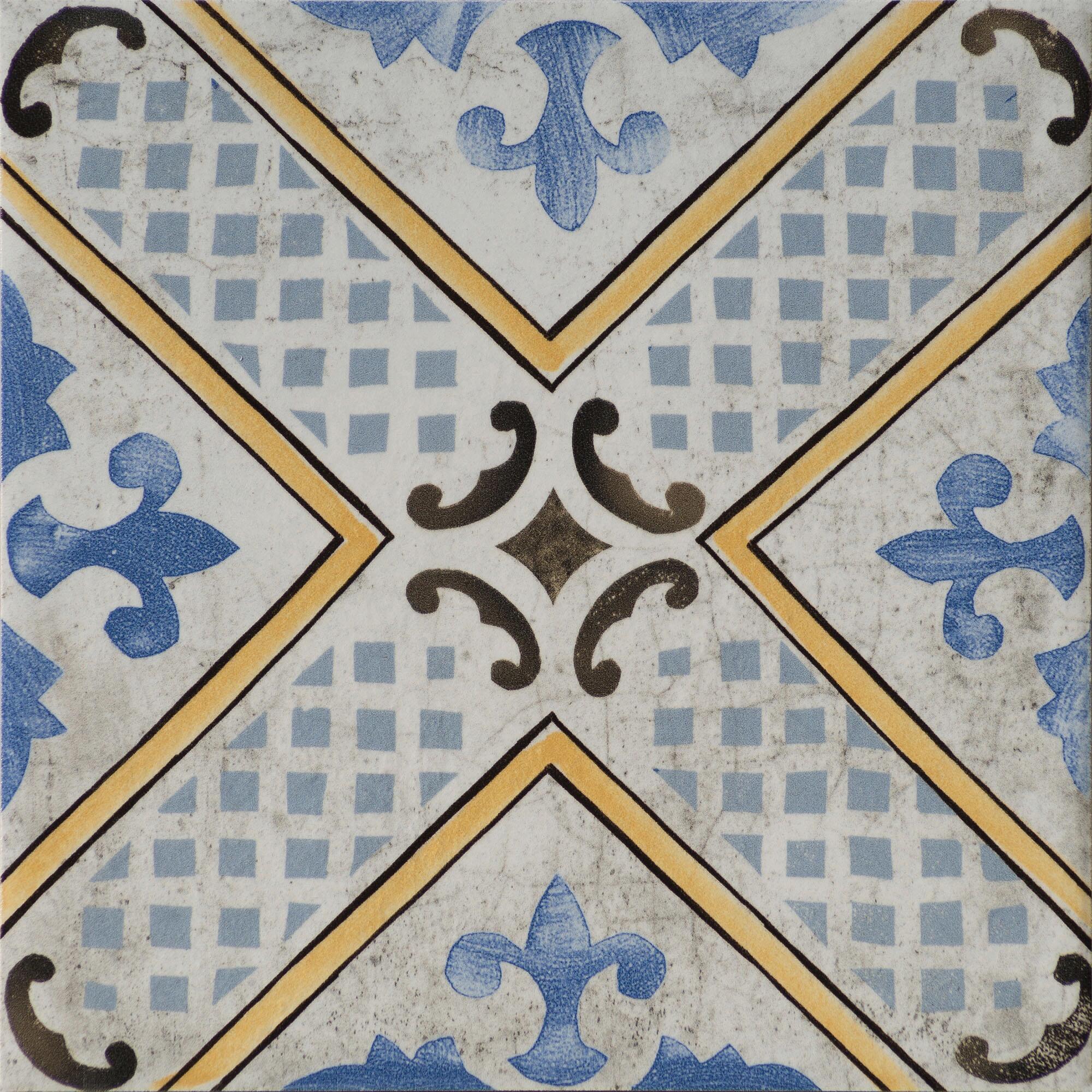 Piastrella da pavimento interno in gres porcellanato 20 x 20 cm smaltato multicolore lucido Med Maiolica traffico intenso (pei 4/5) Sp. 8.2 mm 1.42 mq - 11