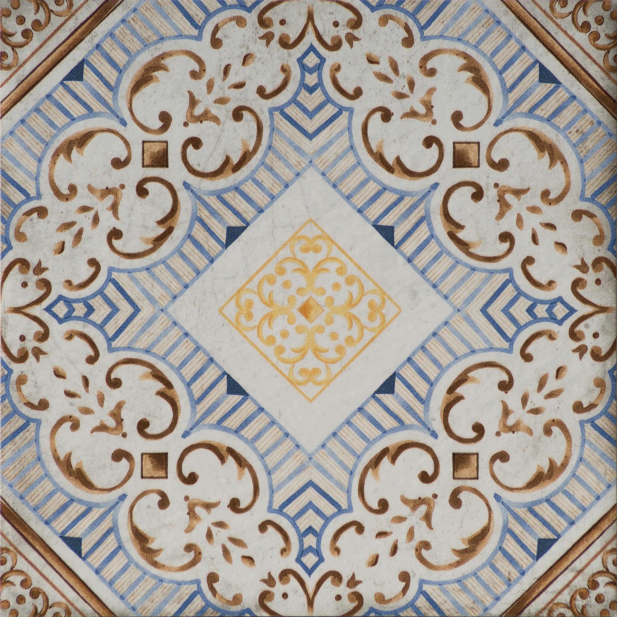 Piastrella da pavimento interno in gres porcellanato 20 x 20 cm smaltato multicolore lucido Med Maiolica traffico intenso (pei 4/5) Sp. 8.2 mm 1.42 mq - 10