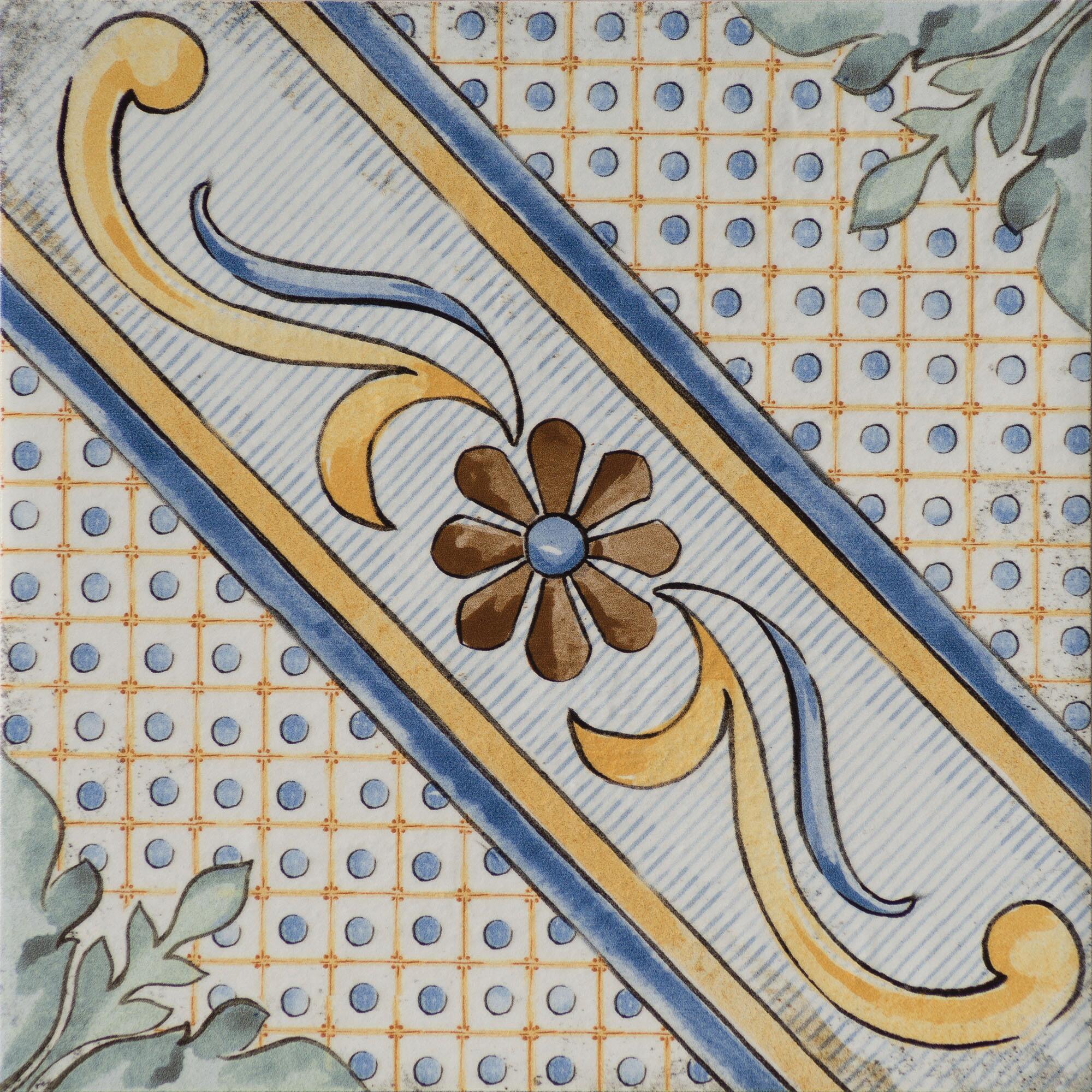 Piastrella da pavimento interno in gres porcellanato 20 x 20 cm smaltato multicolore lucido Med Maiolica traffico intenso (pei 4/5) Sp. 8.2 mm 1.42 mq - 8