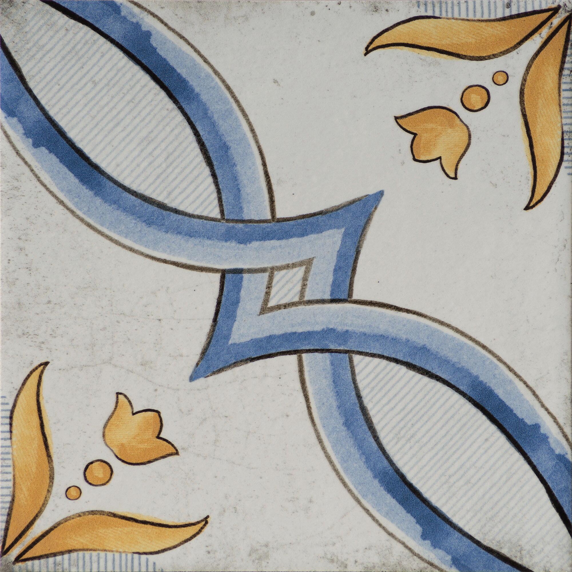 Piastrella da pavimento interno in gres porcellanato 20 x 20 cm smaltato multicolore lucido Med Maiolica traffico intenso (pei 4/5) Sp. 8.2 mm 1.42 mq - 6