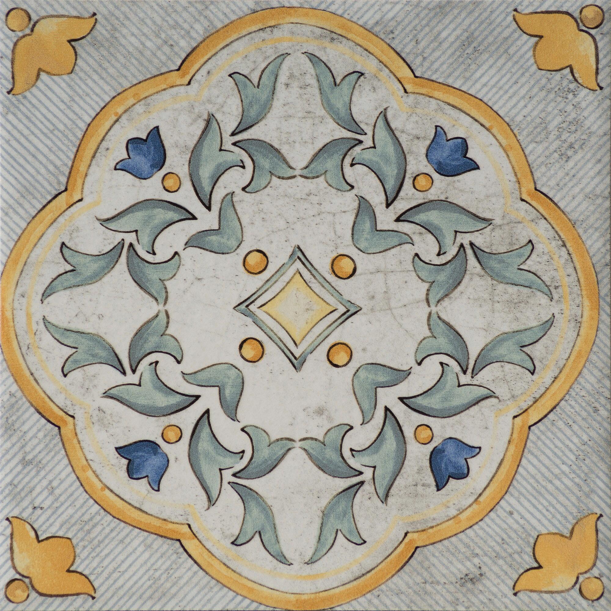 Piastrella da pavimento interno in gres porcellanato 20 x 20 cm smaltato multicolore lucido Med Maiolica traffico intenso (pei 4/5) Sp. 8.2 mm 1.42 mq - 5