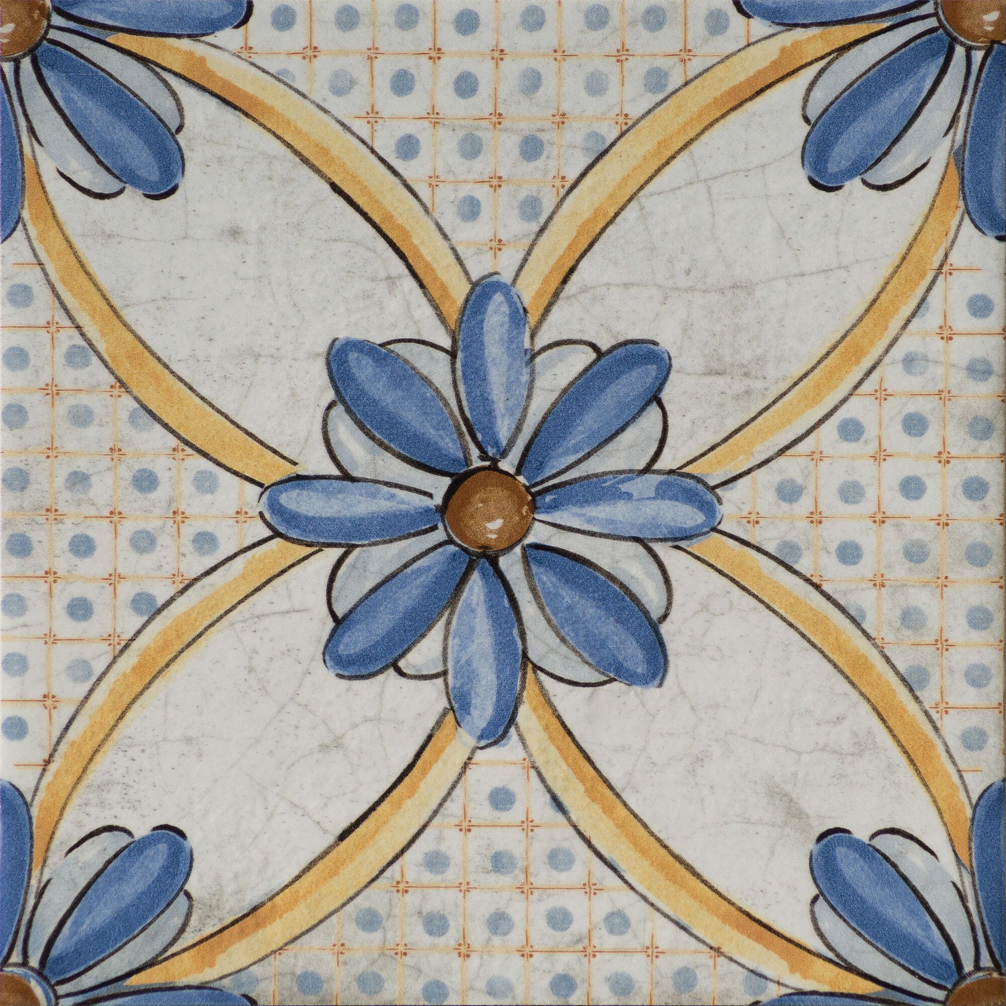 Piastrella da pavimento interno in gres porcellanato 20 x 20 cm smaltato multicolore lucido Med Maiolica traffico intenso (pei 4/5) Sp. 8.2 mm 1.42 mq - 4