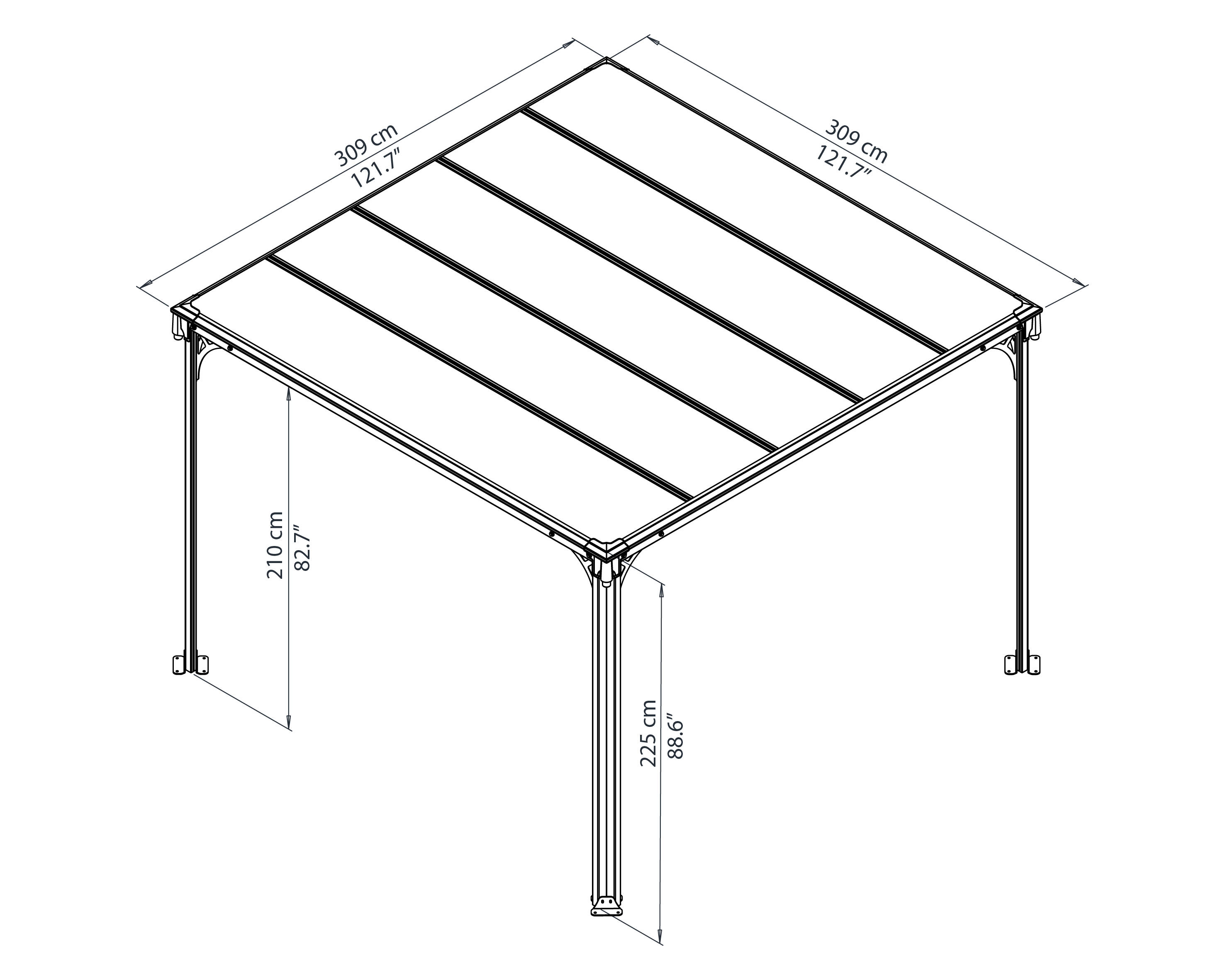 Tonnelle autoportante Milano 3000 CANOPIA BY PALRAM aluminium gris, 9.5 m² - 5