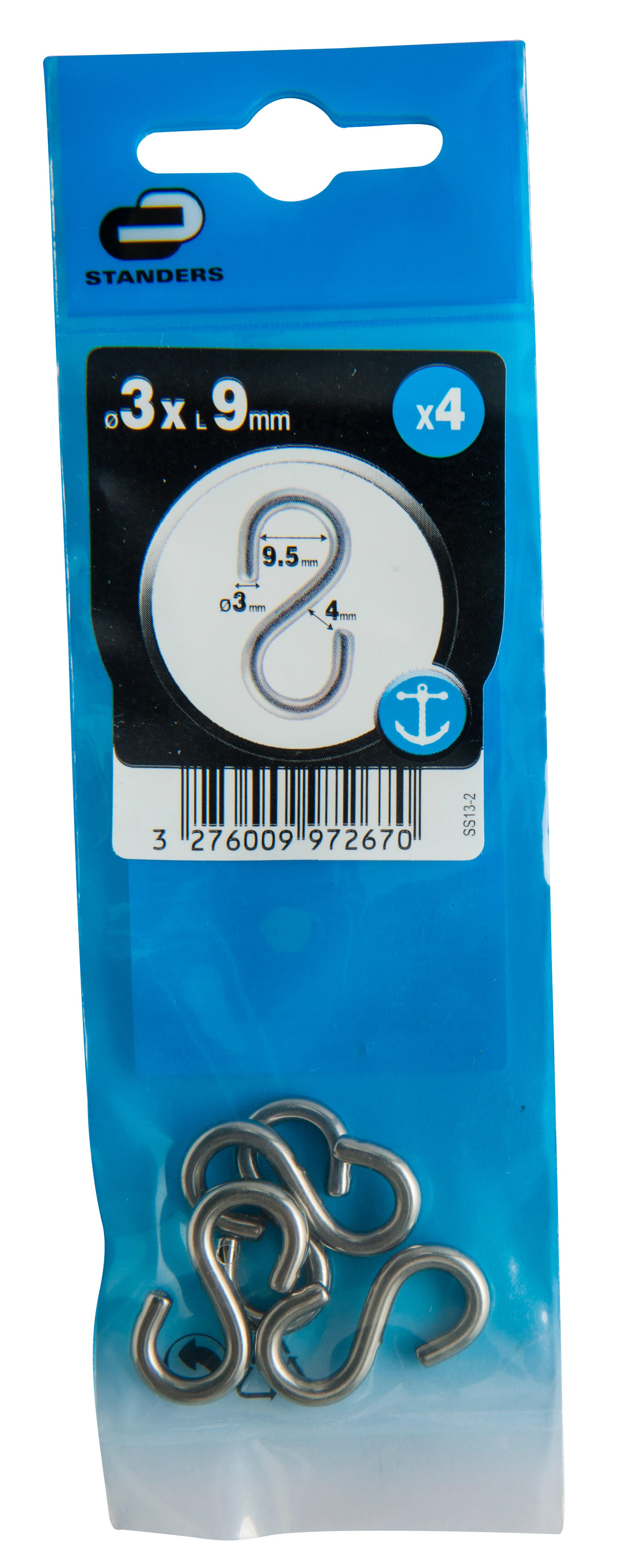 Esse ouverte inox STANDERS, L.25 x l.13 x Ep.3 mm - 2