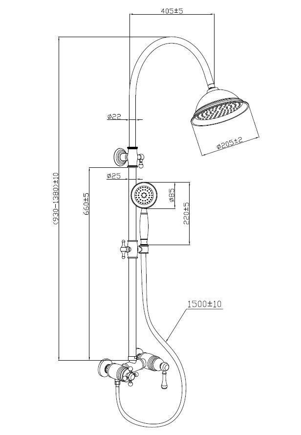 Colonne de douche mécanique ESSEBAGNO Leed Noir vieilli - 2