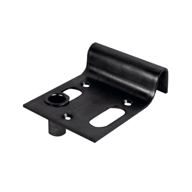 Sabot de portail + gâche réglable à visser, en acier noir H.33 x L.140 x P.100mm