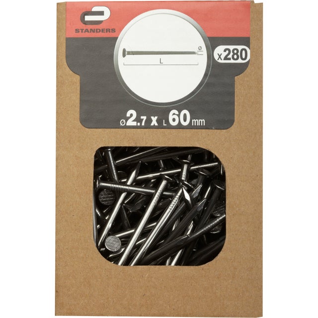 280 clous acier STANDERS tête plate, Ø2.5 x L.60 mm