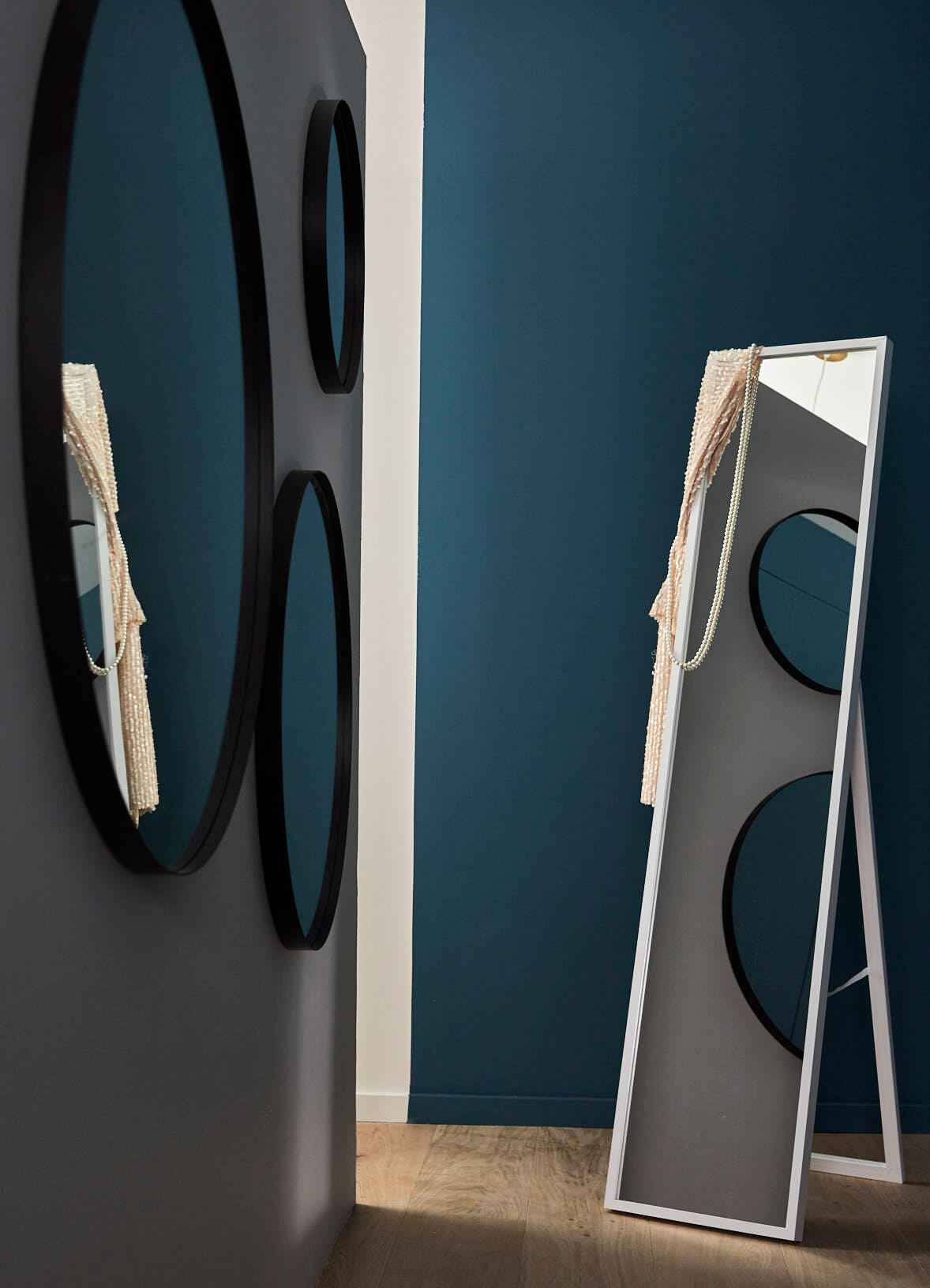 Miroir rectangulaire mdf blanc Psyché milo INSPIRE, l.32.4 x H.142.4 cm - 10